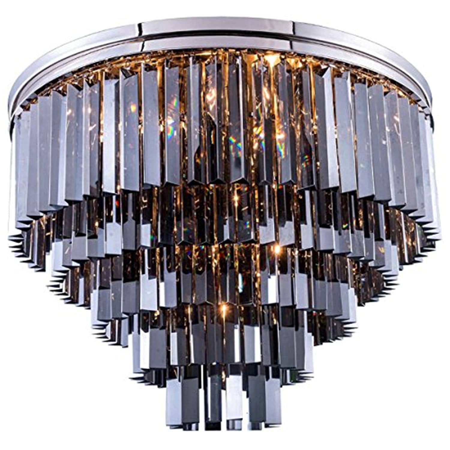 Elegant Lighting Sydney Collection 17-Light Flush Mount with Royal Cut Silver Shade Crystals, Polished Nickel Finish