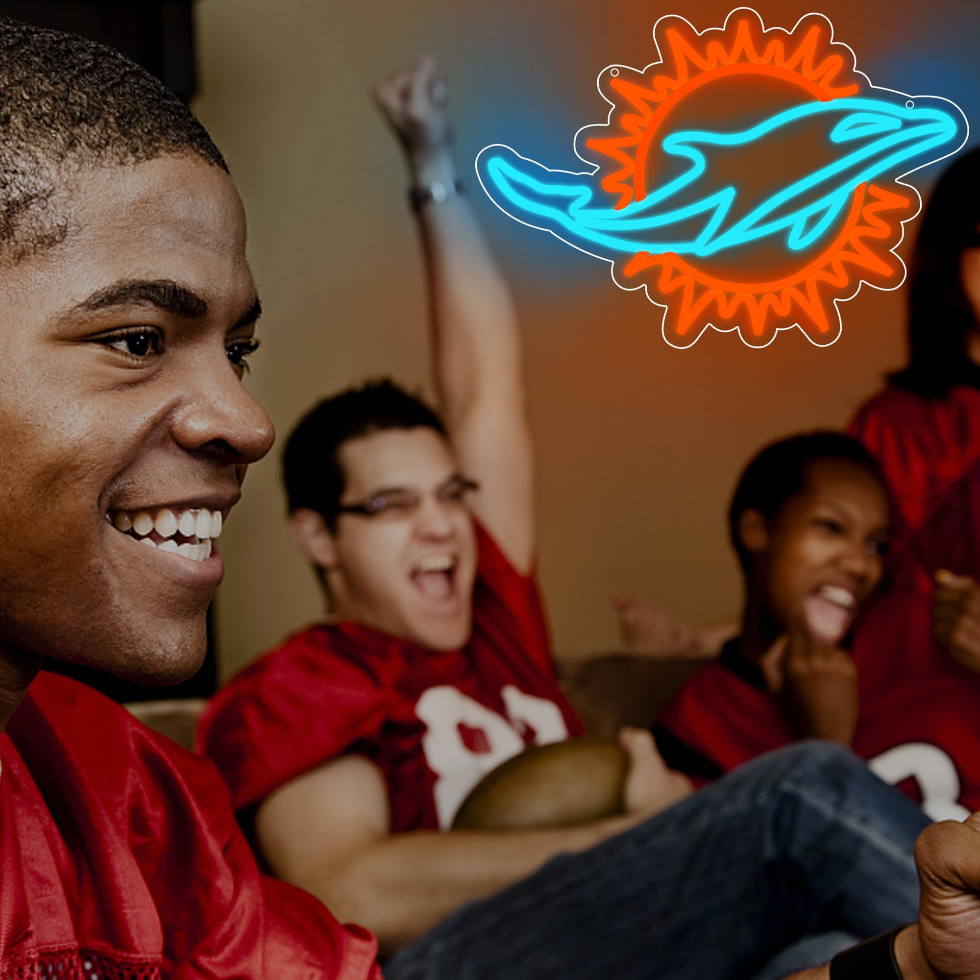 Football Neon Sign For Wall Decor Football Led Neon Light For Man Cave Birthday Gifts For Rugby Fans Ice Blue Light Sign For Party Club Bar Dorm Size16.1 * 12Inch(Zyld118)