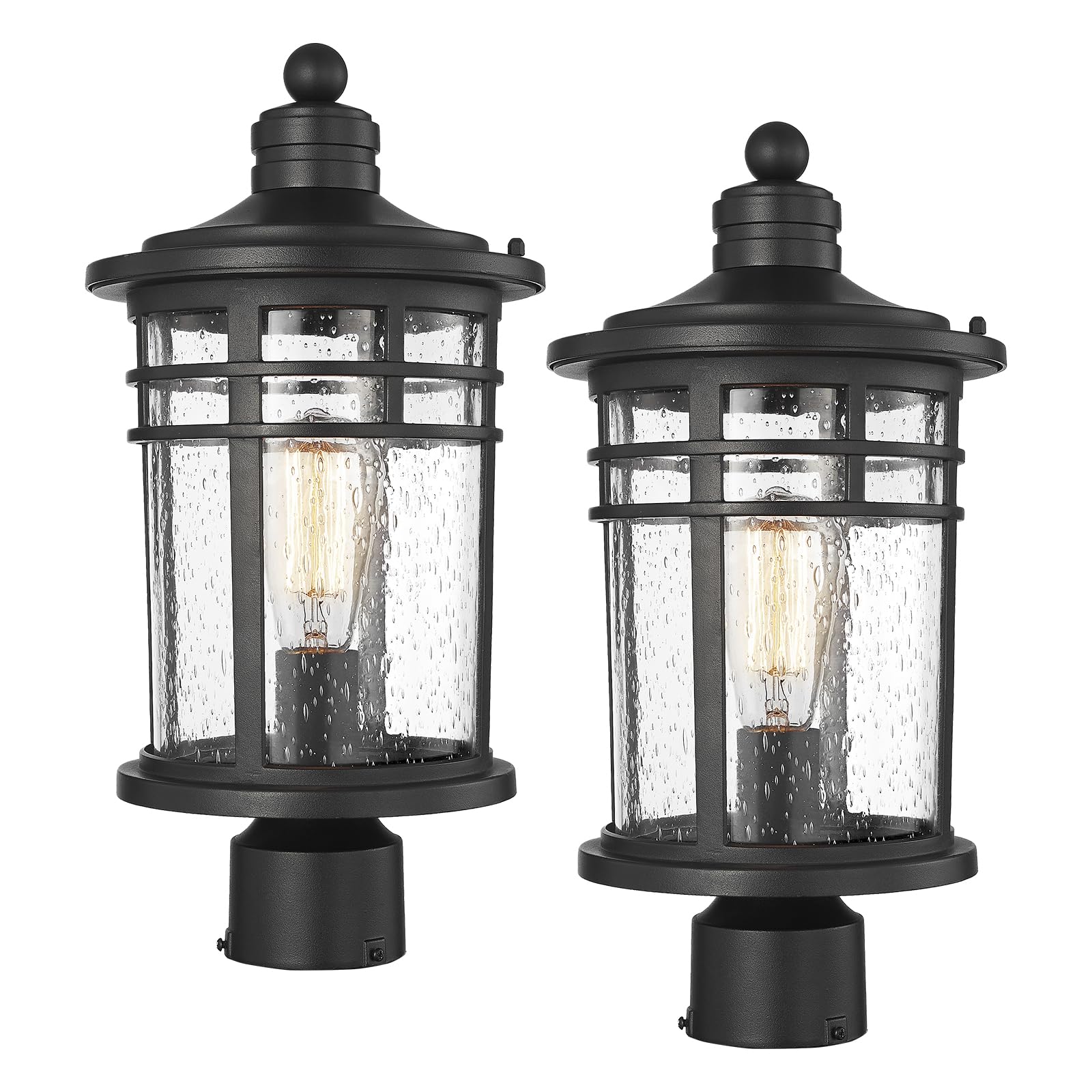 Darkaway Large Outdoor Post Lights Lamp Posts Outdoor Lighting  17Inch Post Lights Waterproof 2 Pack Outdoor Light Fixtures With Glassfor Outside Patio Yard Pathway
