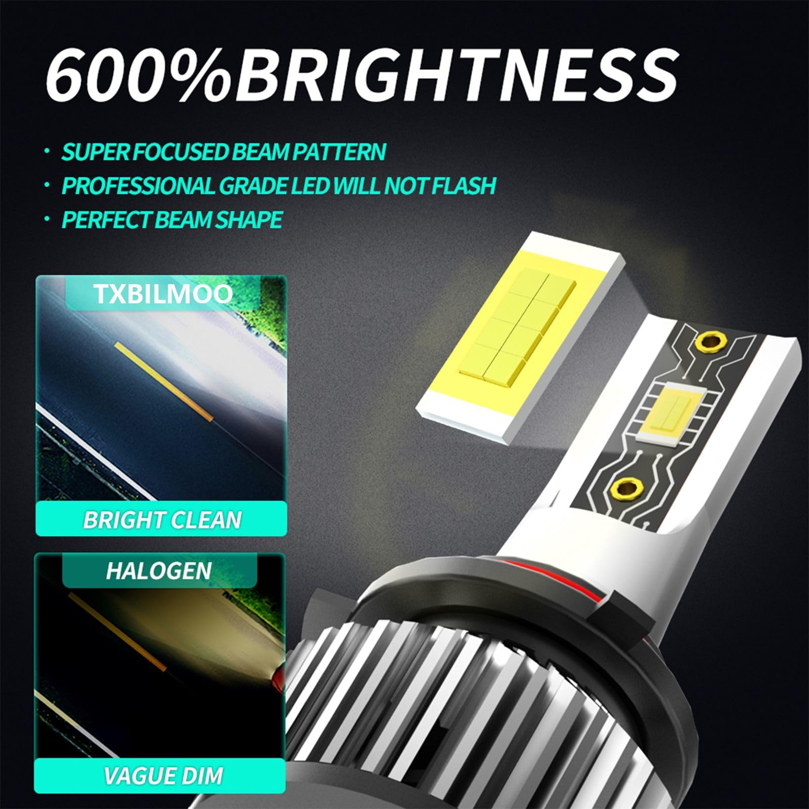 TXBILMOO 9005 H11 Fog Light Bulbs, 600% Brightness 6500K White, For GMC Yukon 2015-2019, Pack of 6,