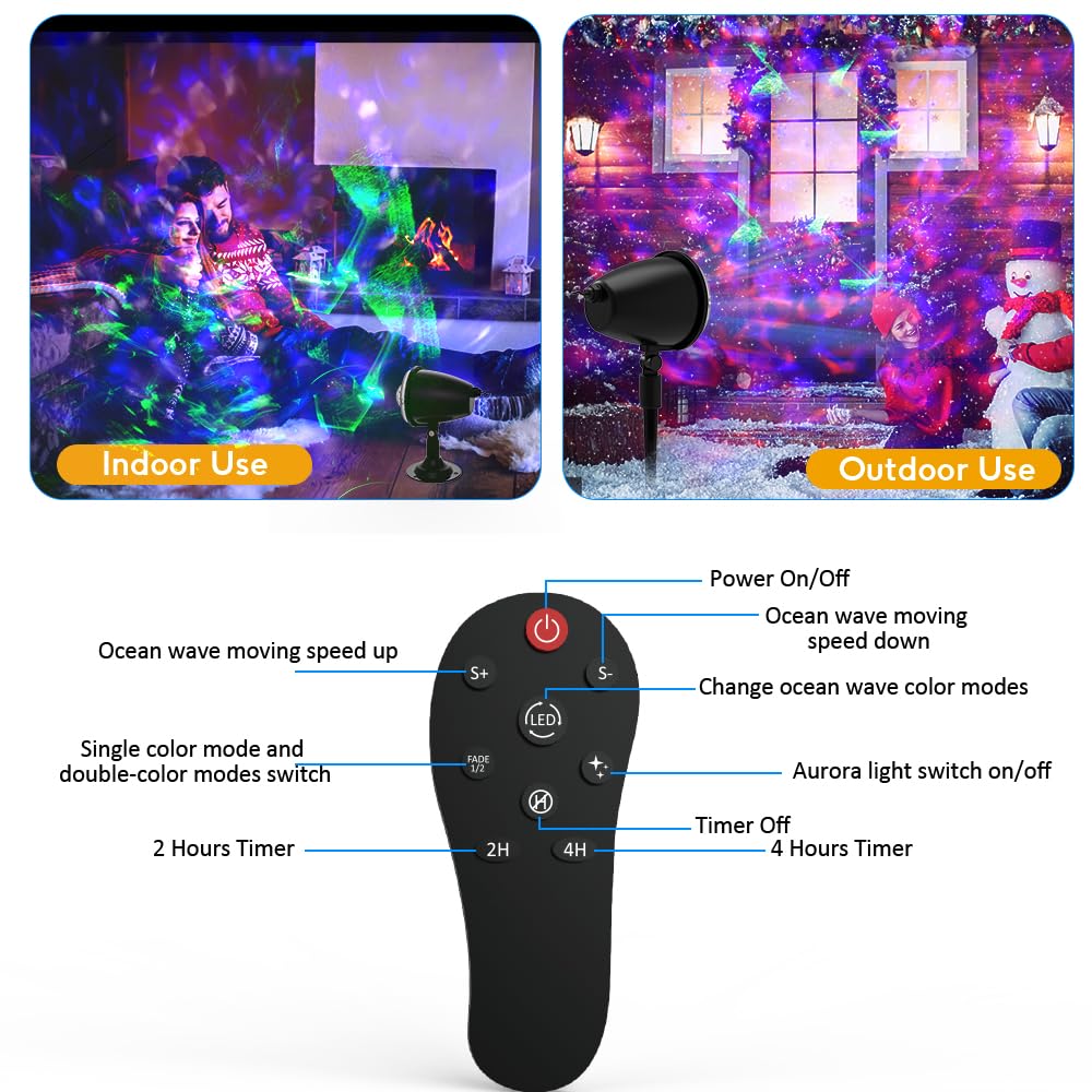 Sunbox Christmas Lights Projector, Waterproof LED Landscape Light, Remote Control, Black, Model BL-DP-BJG