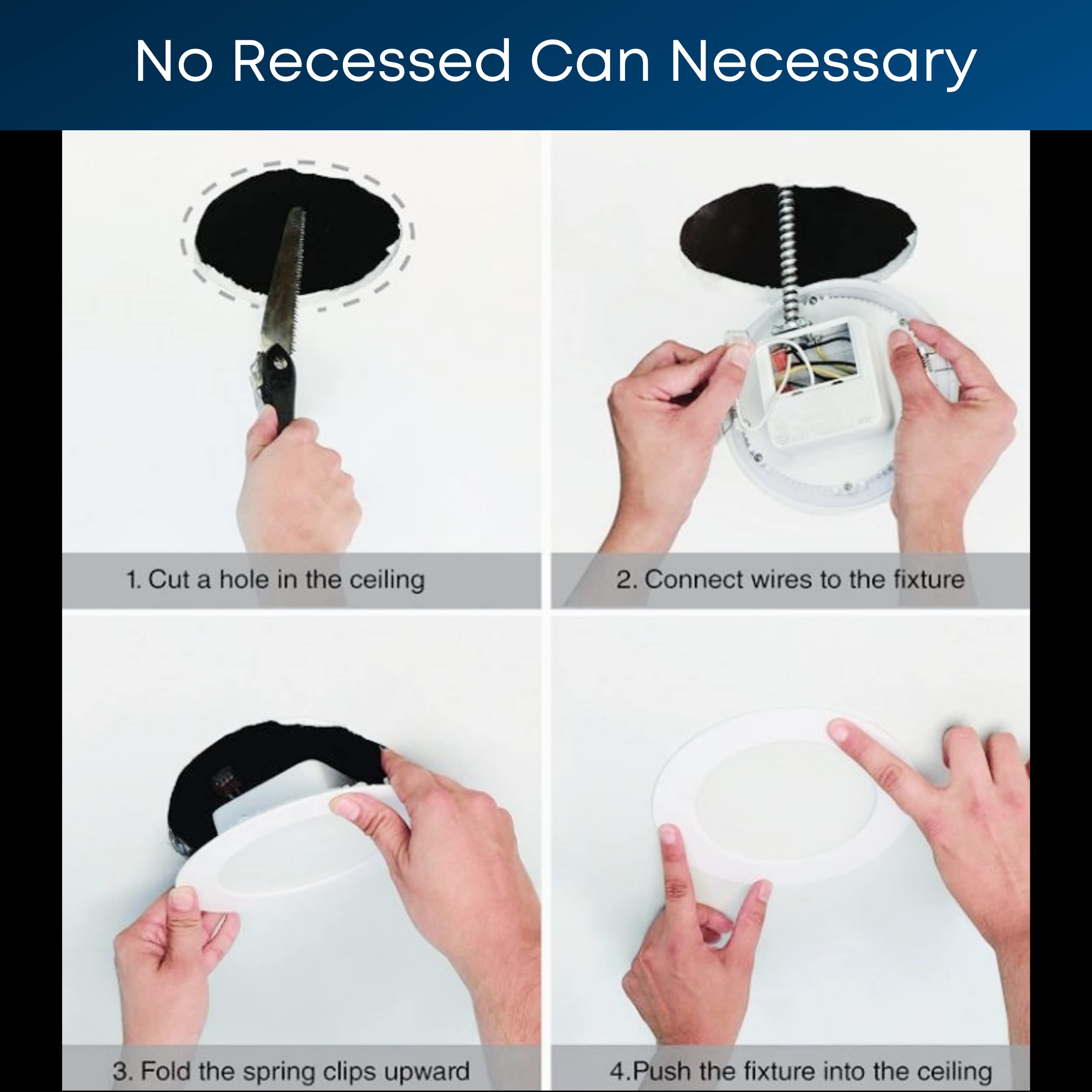 Feit Electric LED Recessed Downlights, 50W Equivalent, Dimmable, 650 Lumens, 4in Size, 5 Color Options, 4 Pack, Model LEDR