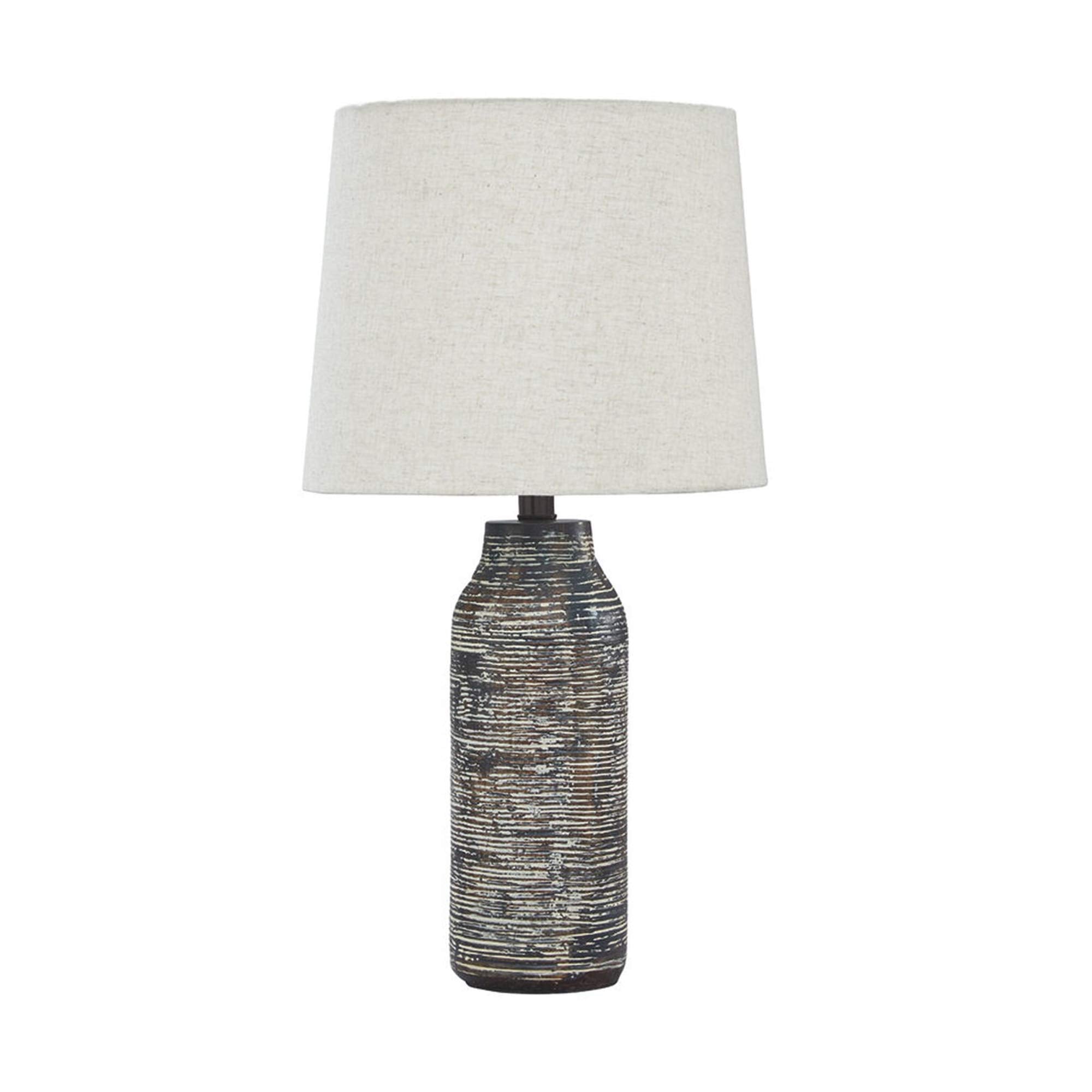 Benzara Shade Table Lamp Set Of 2 - Textured Fabric, White & Black, Model Bm231949