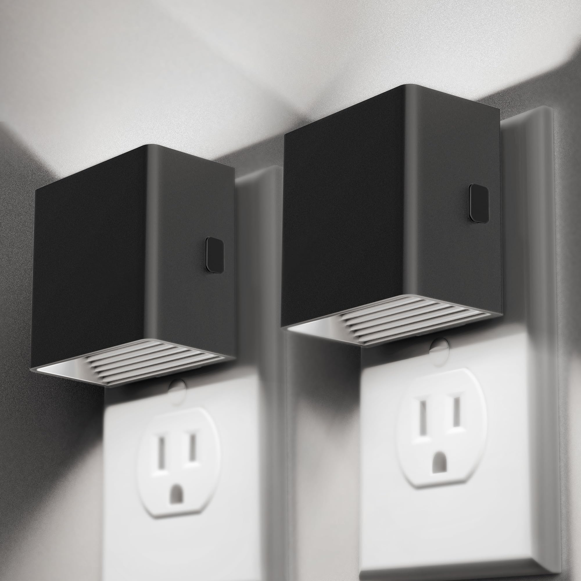 DORESshop LED Night Lights Plug into Wall 3 Level Brightness Dusk to Dawn Sensor 2 Pack White Plastic Model D-GY10603US-2