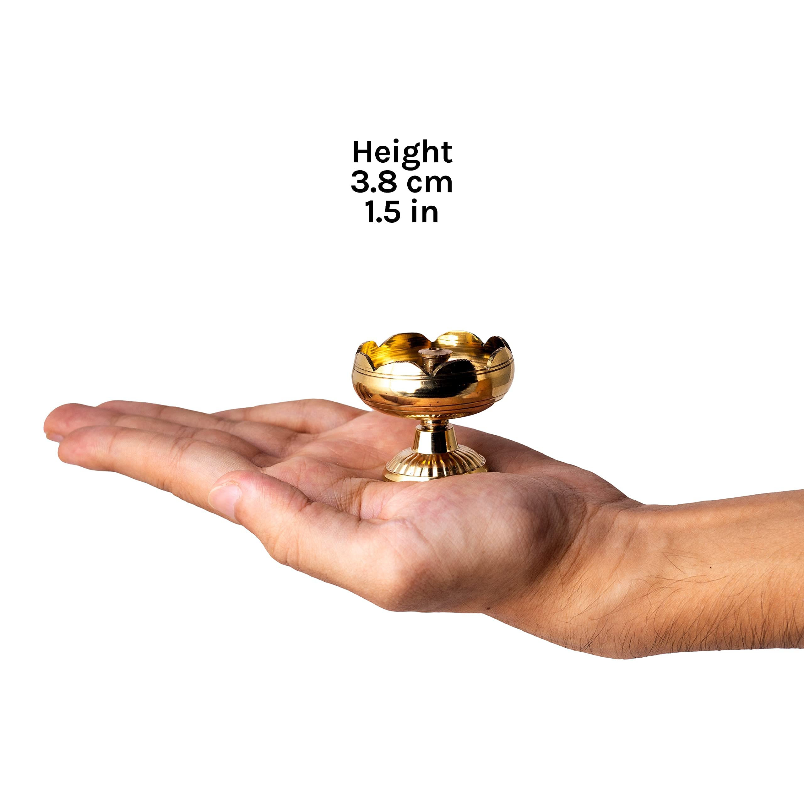 SHRI ANAND Diya Puja Lamp Hindu Pooja Article Diyas Deepak Oil Lamp Pure Brass Flower Design 4CM