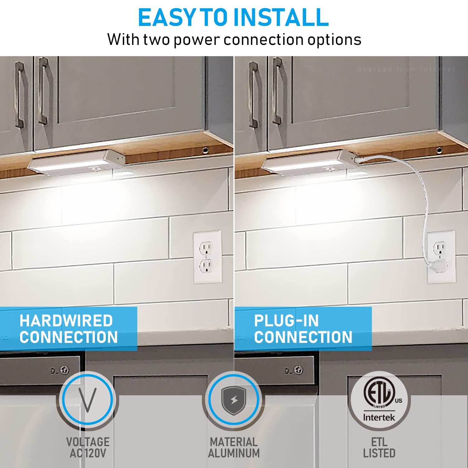 Torchstar Swivel Led Under Cabinet Lighting 3Cct, 8 Inch 6W 450Lm, Hardwired & Plug-In, 3 Color Selectable Cri90 120V, Rotatable