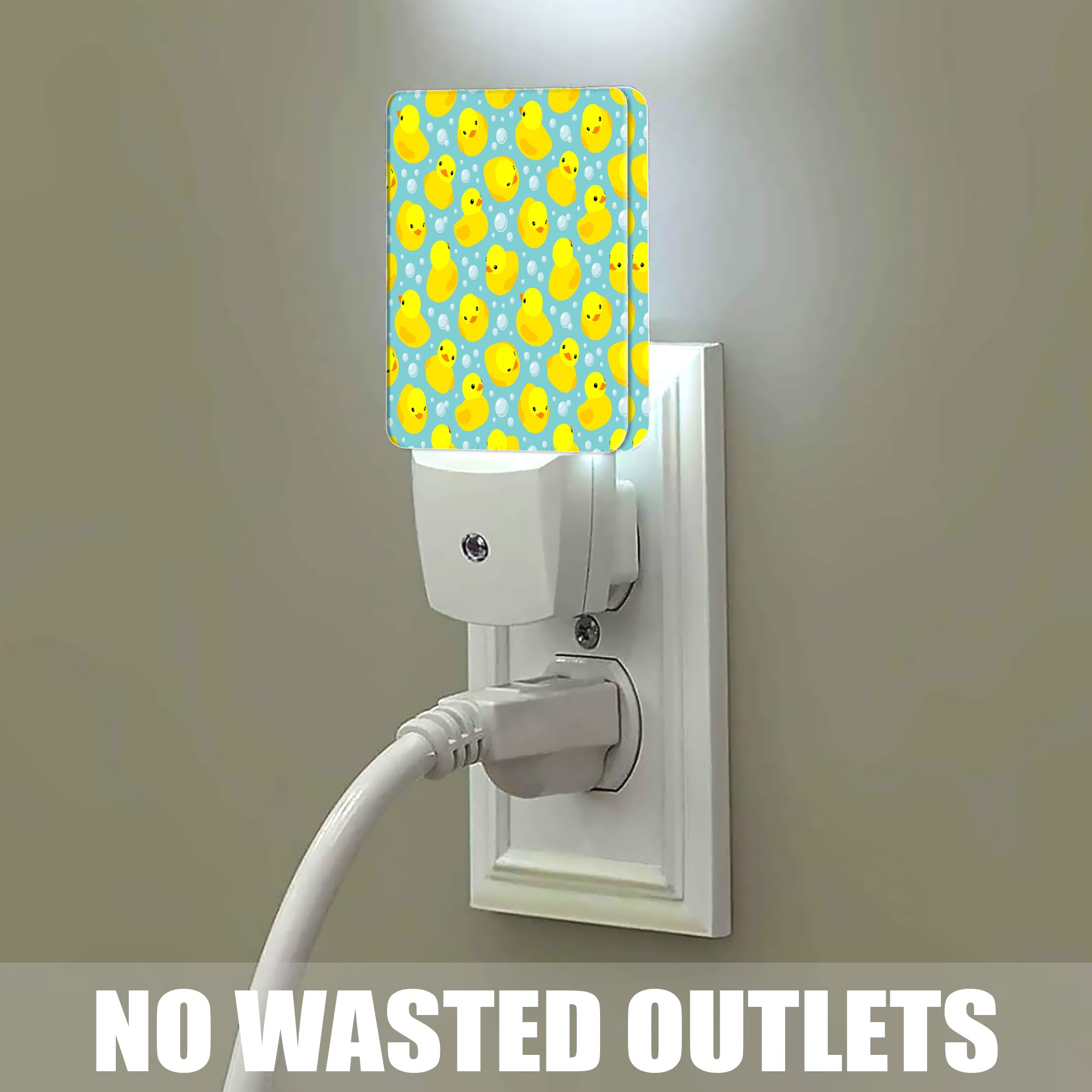 Jopowide Yellow Rubber Ducks Night Light, Dusk To Dawn Smart Sensor Nightlight For Bedroom Bathroom Kitchen Hallway Stairs Hallw