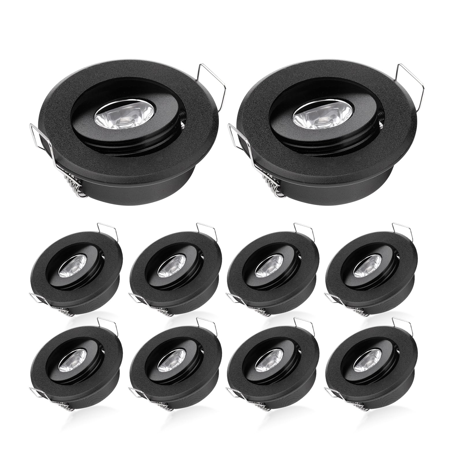 JOYINLED Pack of 10 Mini 3W Mini LED Spot Light Black Recessed Led Ceiling Light for Home Cabinet Closet
