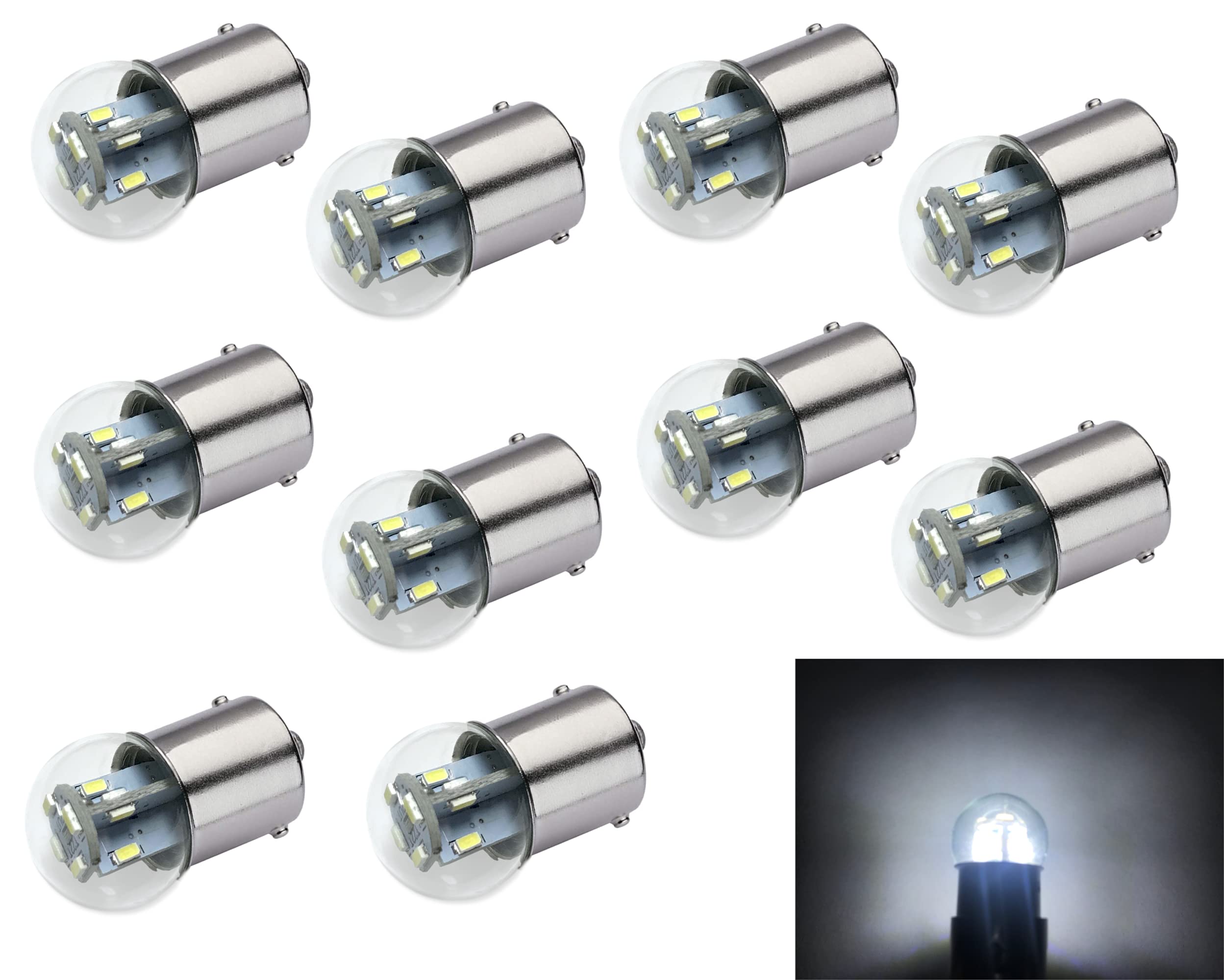 Aero-Lites Miniature Led Bulb Replacement #89 | 12/14Vdc Dimmable | 10-Pack Bright White