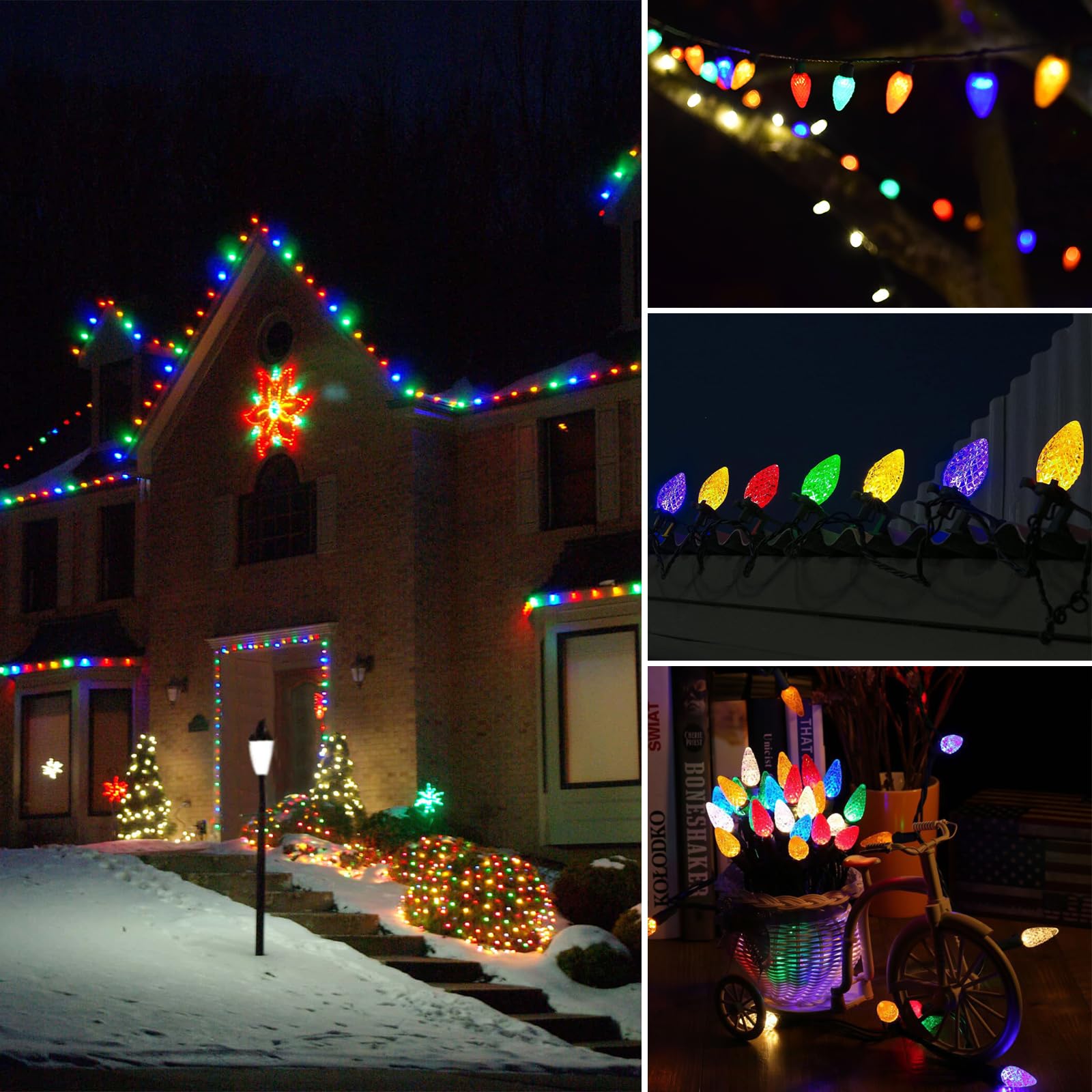 Kaq Outdoor C9 Multicolor Easter Lights, 2Pk 100 Led 98Ft Extendable Plug In String Lights For Outside, Easter Waterproof Lights