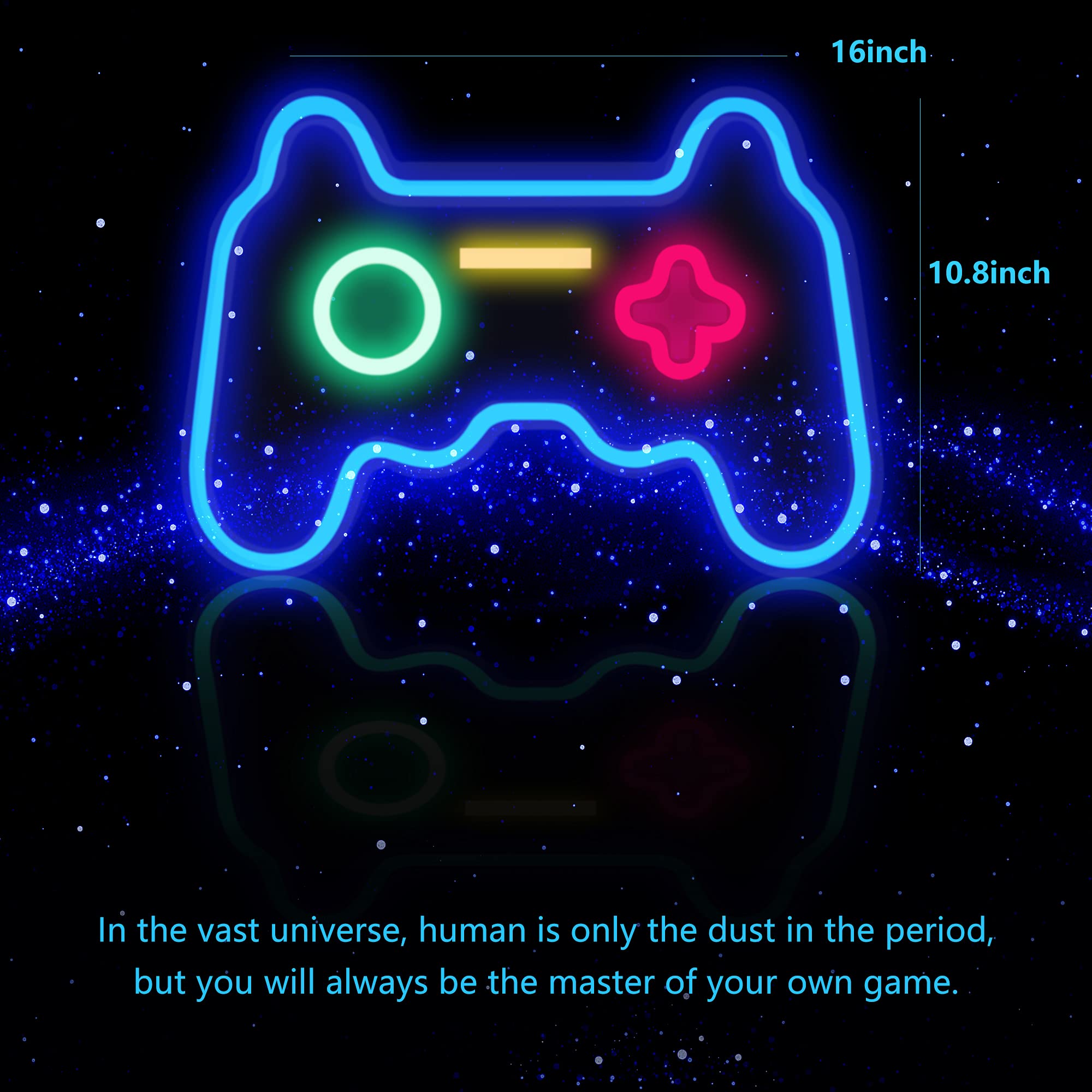 HSEFURNI Christmas Gamepad Neon Sign, USB Powered LED Light, 16in x 11in, Multicolor, Ideal Gifts for Teen Boys