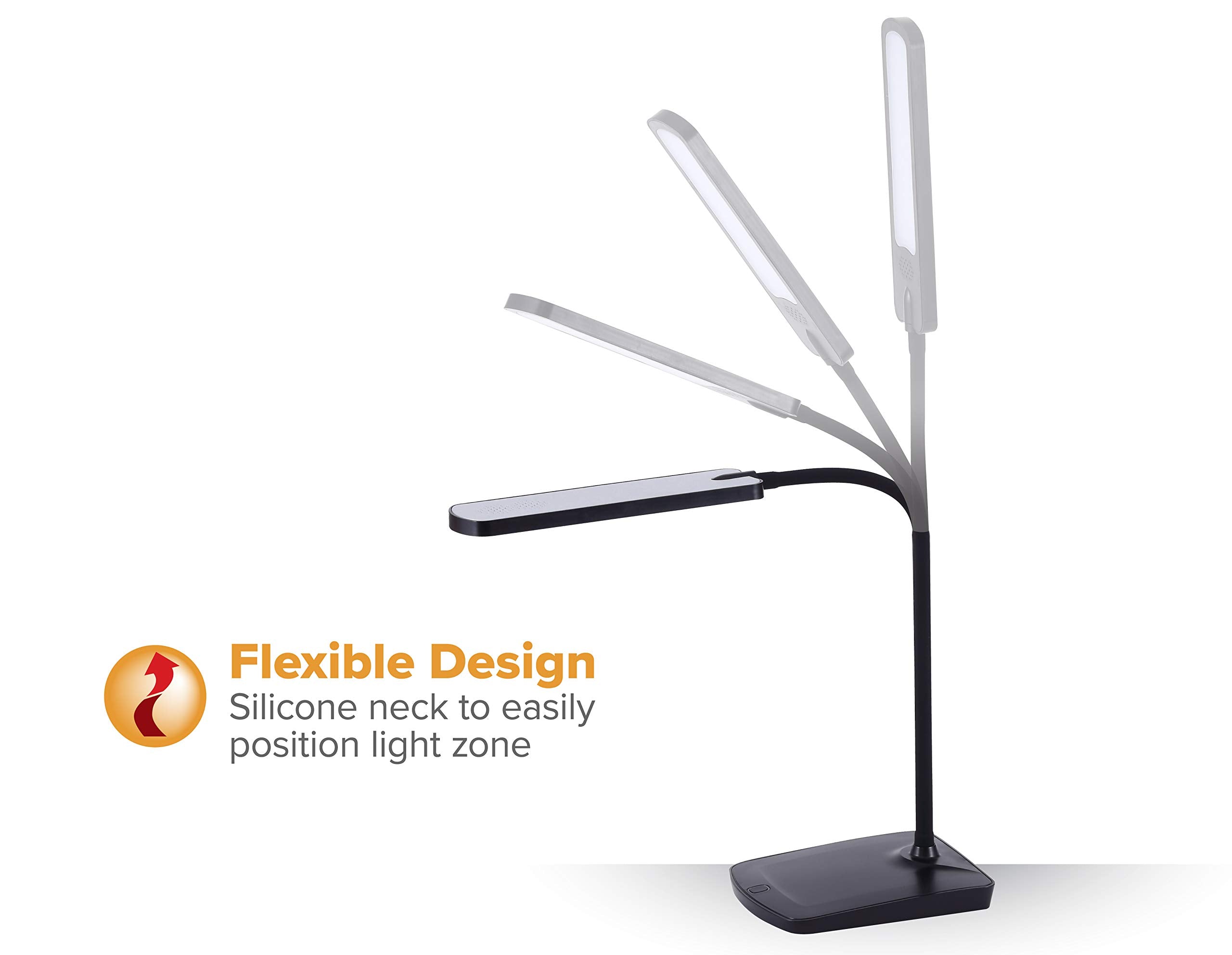 PureOptics LED Goosneck Desk Lamp with USB Charging Port, Touch Activated Dimmer (VLED1505)