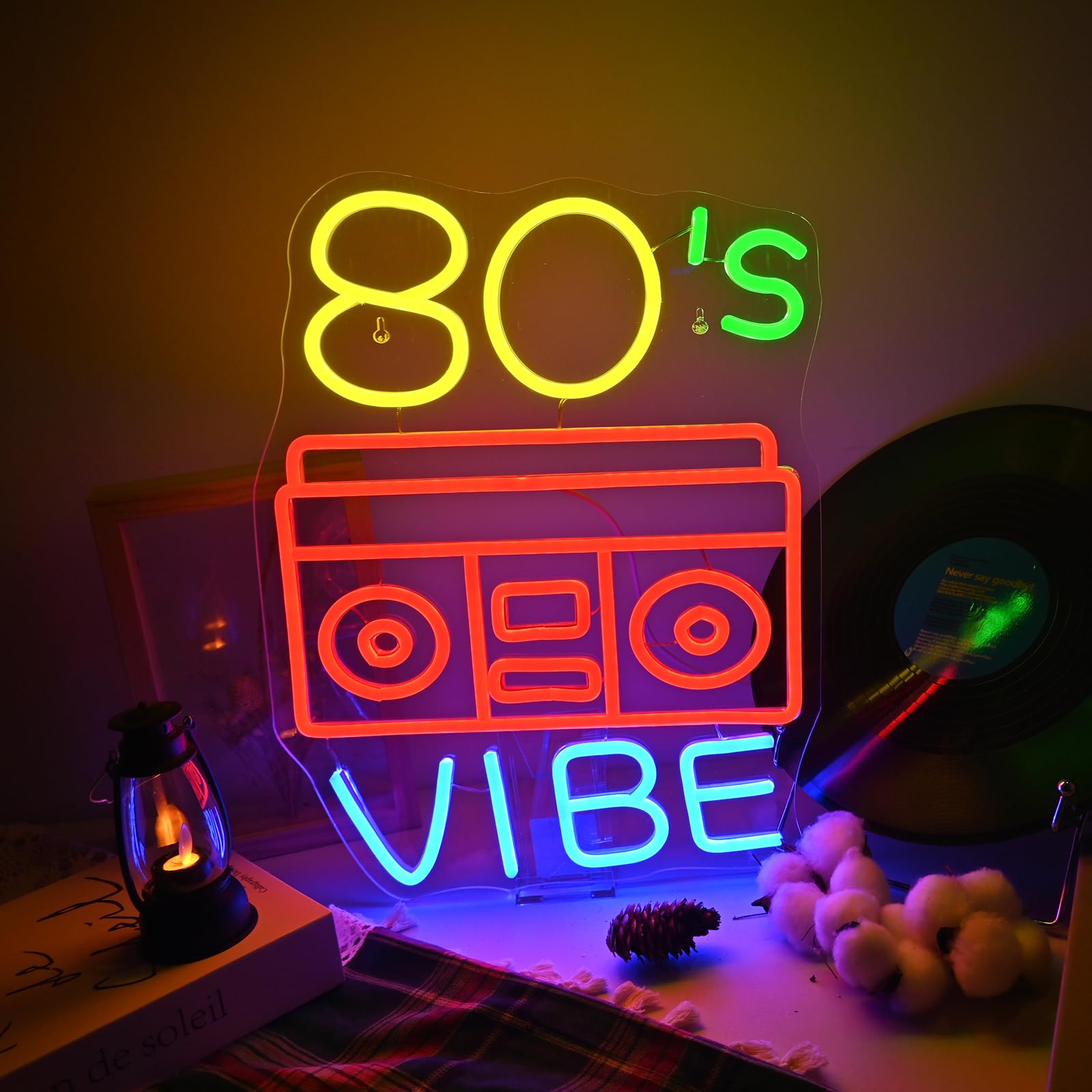 80S Vibe Neon Sign  Retro Neon Signs For Wall Decor  Usb Powered Led Lights  80? Party Decor  Colorful Boombox Neon Light For Photography  Dimmable  80S Themed Room Decor