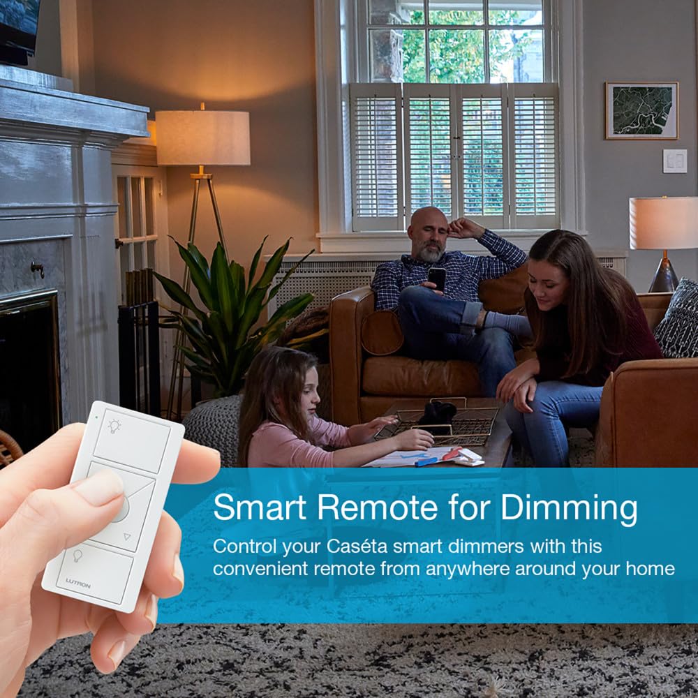 Lutron Caseta Pico Smart Lighting Remote, Wireless, Works with Alexa, Apple Homekit, Google Home, Model PJ2-3BRL-WH-L01R, White