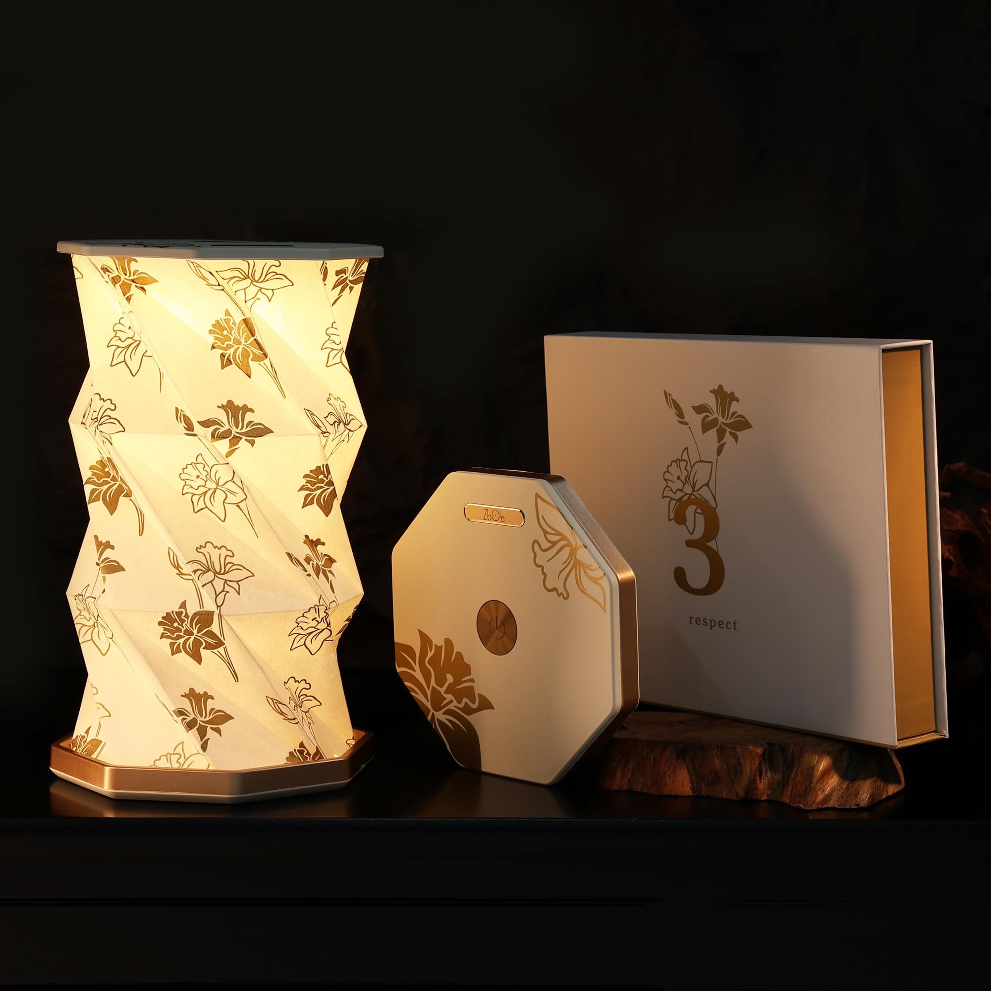 ZBOLE Birthday Flower Folding Rotating Lamp - March Narcissus  Rechargeable Folding Paper Light  Elegant Gift Box - Ideal Anniversary  Birthday Gift for Women  Mom  Sister  Grandma-White