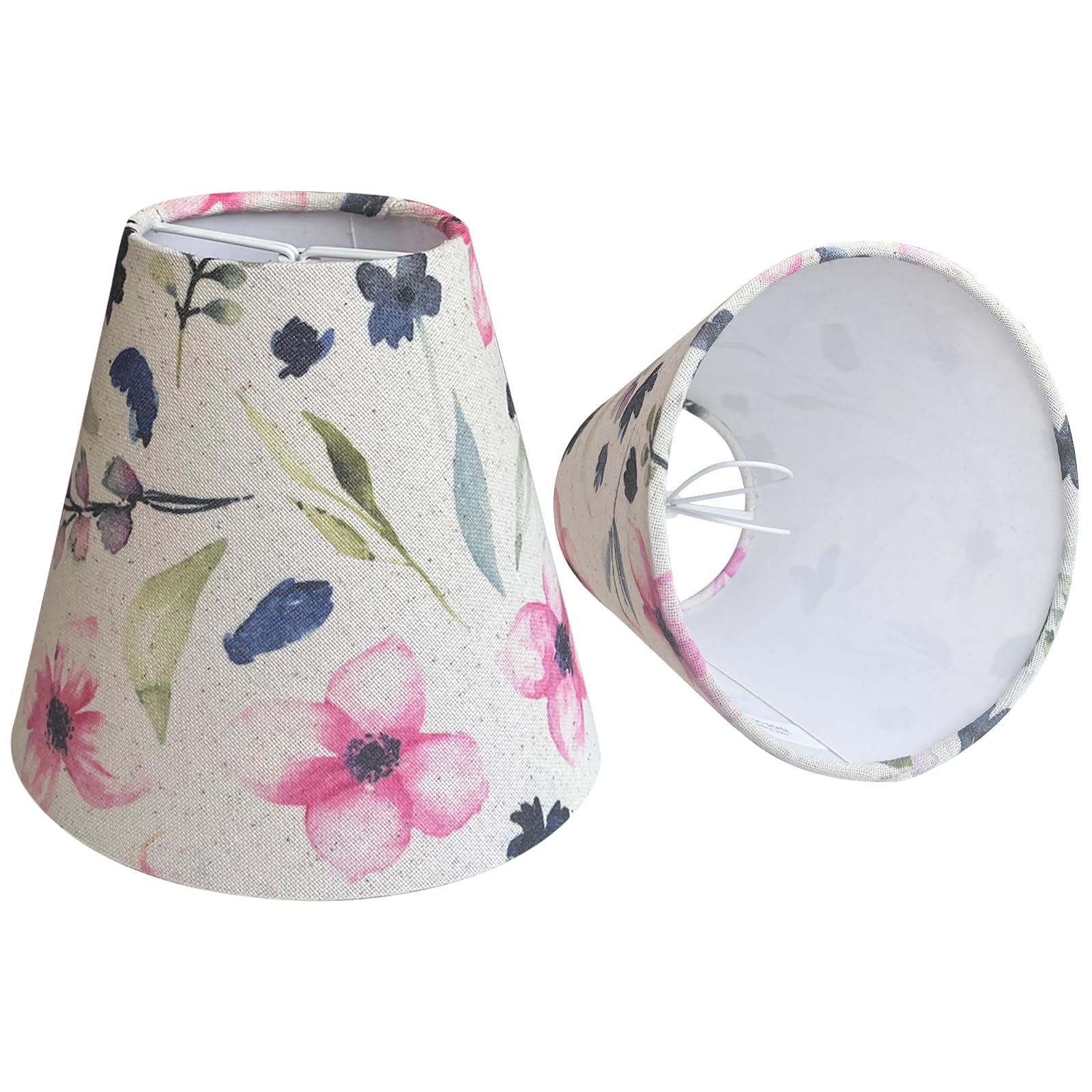 TOOTOO STAR Mini Lamp Shade Set of 2, Printed Linen, Clip-On, 3in x 6in x 5in, Model 0212YH-2, Color Printed-