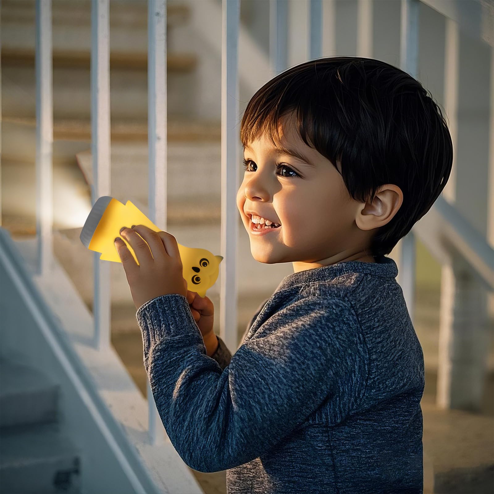 Kids Flashlight with Night Light Rechargeable LED Dimmable Night Light for Toddler Bed Room Glow in Dark Handheld Emergency Flas