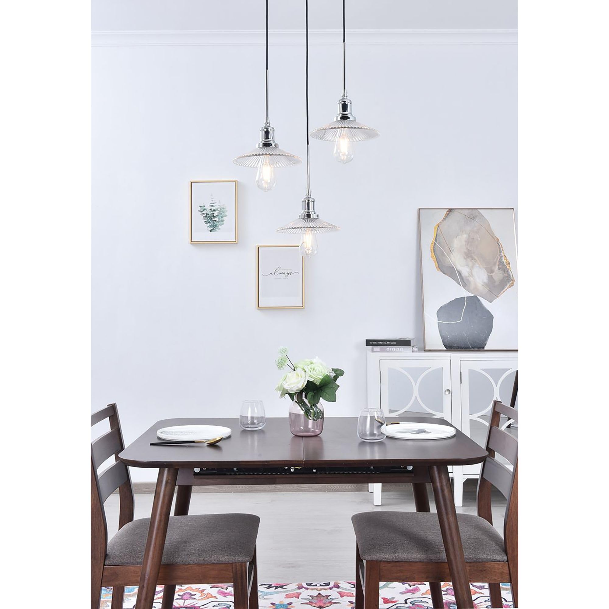 Living District Indoor Modern Home Decorative Bright Ceiling Waltz 3 Light Chrome Pendant