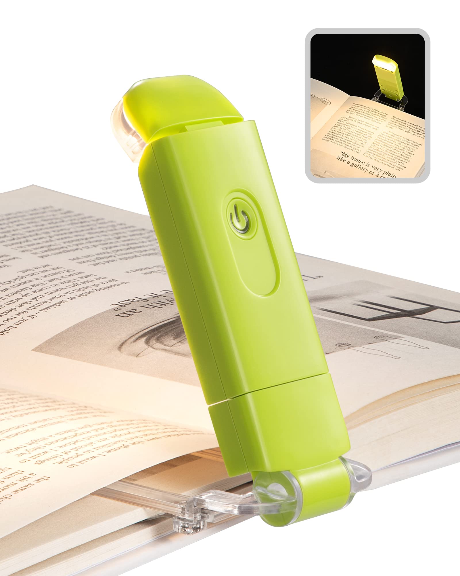 DEWENWILS USB Rechargeable Book Light, Adjustable Brightness, LED, Green, Model HBRL01G