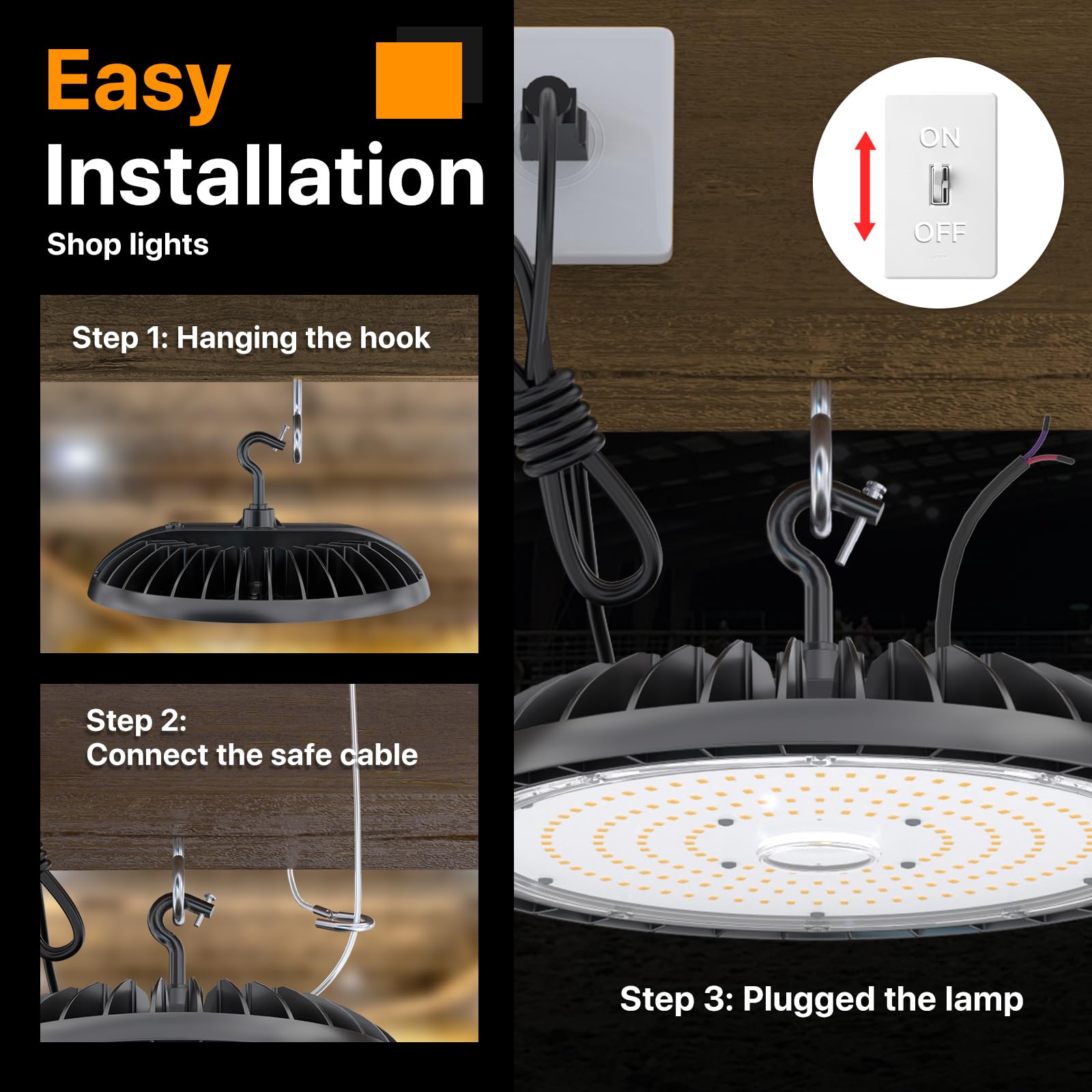 Demilare 200W High Bay Led Shop Lights - 0-10V Dimmable, 30000 Lm High Bay Lights 2 Pack, 5000K Daylight White, Ip65 Waterproof