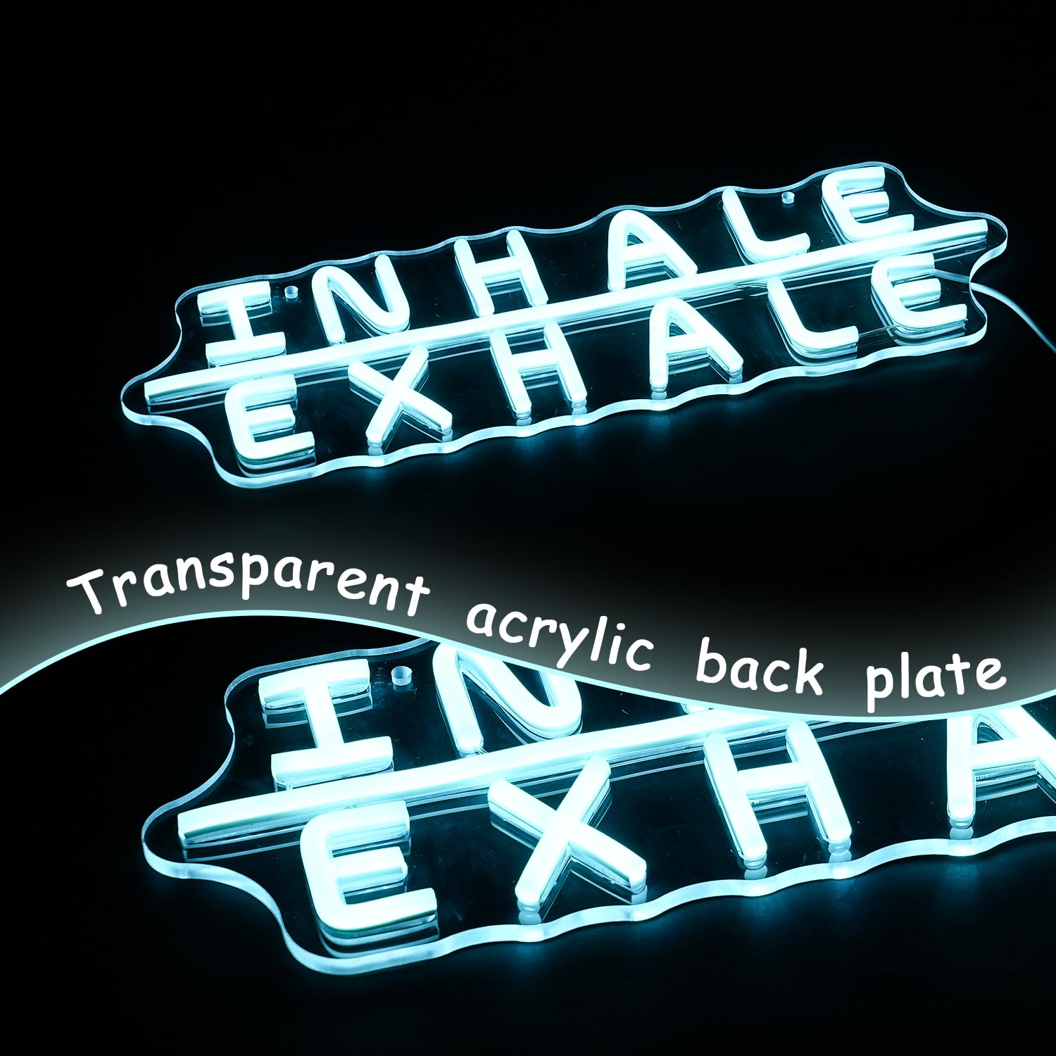 Alkkign Neon Light Sign for Wall Art Decoration, Ice Blue, Dimmable, Model NS-42, Yoga Decor