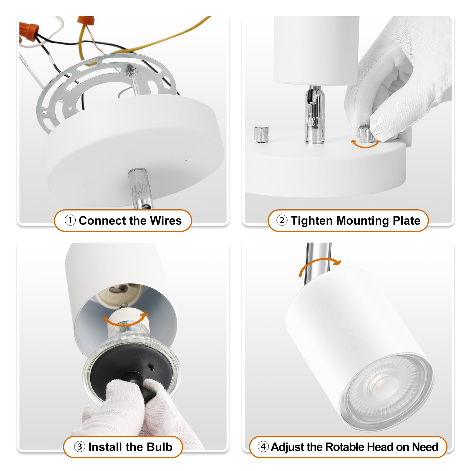 Boostarea Led Light Track Lighting Kit, Monopoint Sconce Adjustable Flush Mount Spot Light, Flexibly Rotatable Light Head For Ki