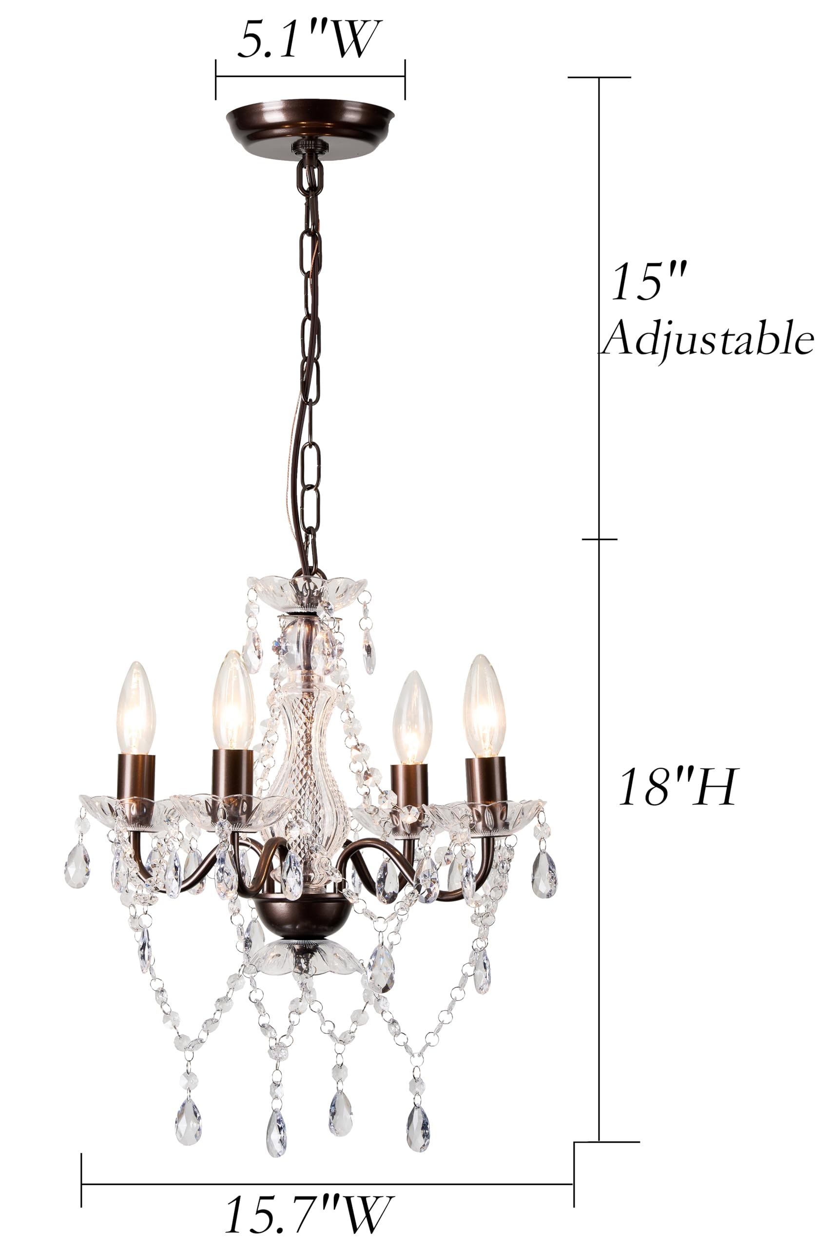 Mini Acrylic Crystal Chandelier Classic Bronze Chandelier Lighting 4 Lights Candle Style Chandelier For Living Room