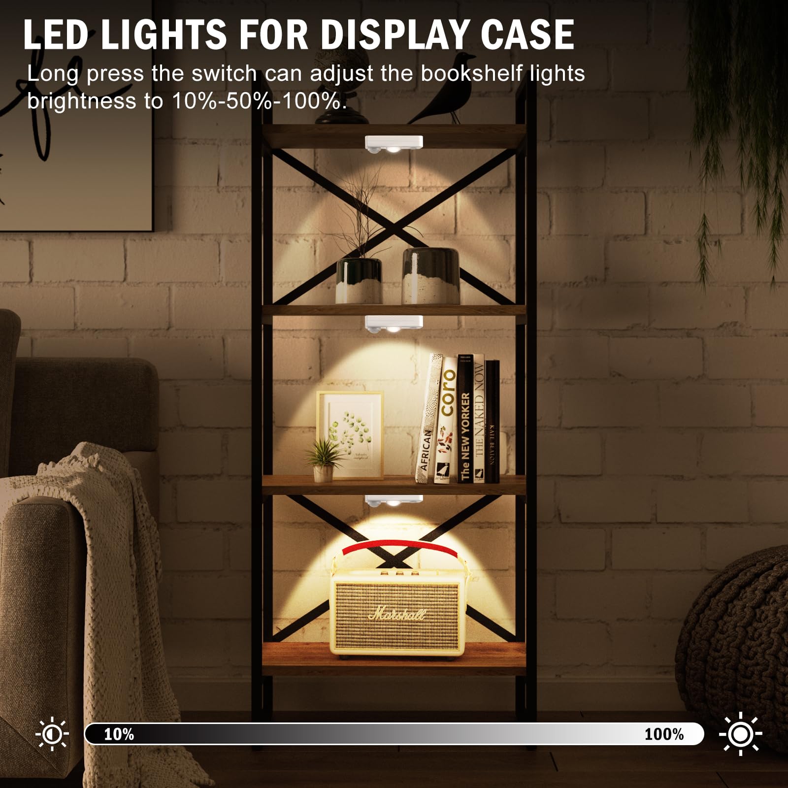 Ledlampsworld Led Motion Sensor Puck Lights  Rechargeable Under Cabinet Lighting Wireless  Dimmable Night Light  Under Counter Lights For Kitchen  Display Shelf  Closets (4 Pack)