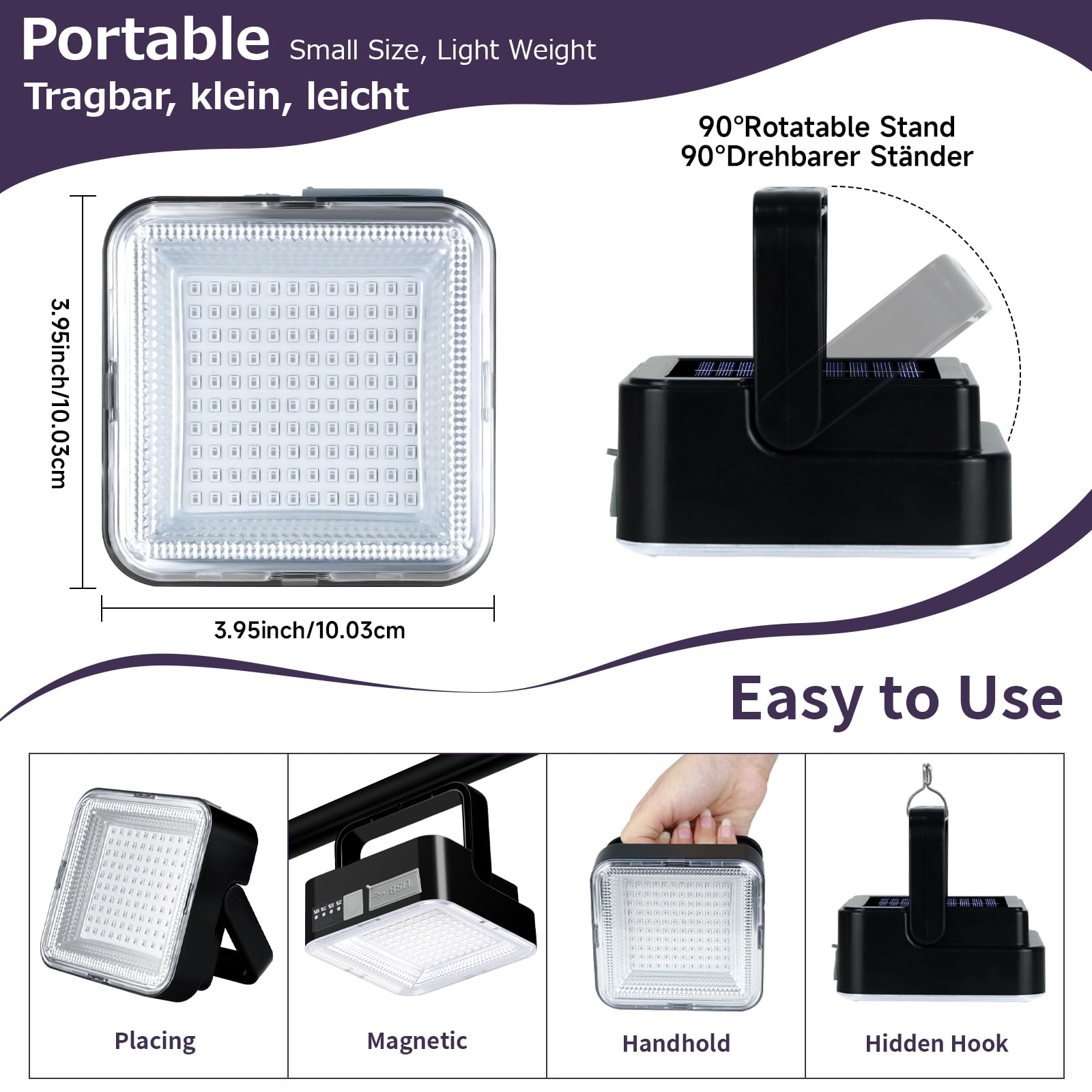 Winniw Rechargeable Black Light, Dimmable Uv Light, 120 Led Ultraviolet Blacklight, Suitable For Neon Glow Party, Halloween, Body Painting, Uv Paint, Fluorescent Effect