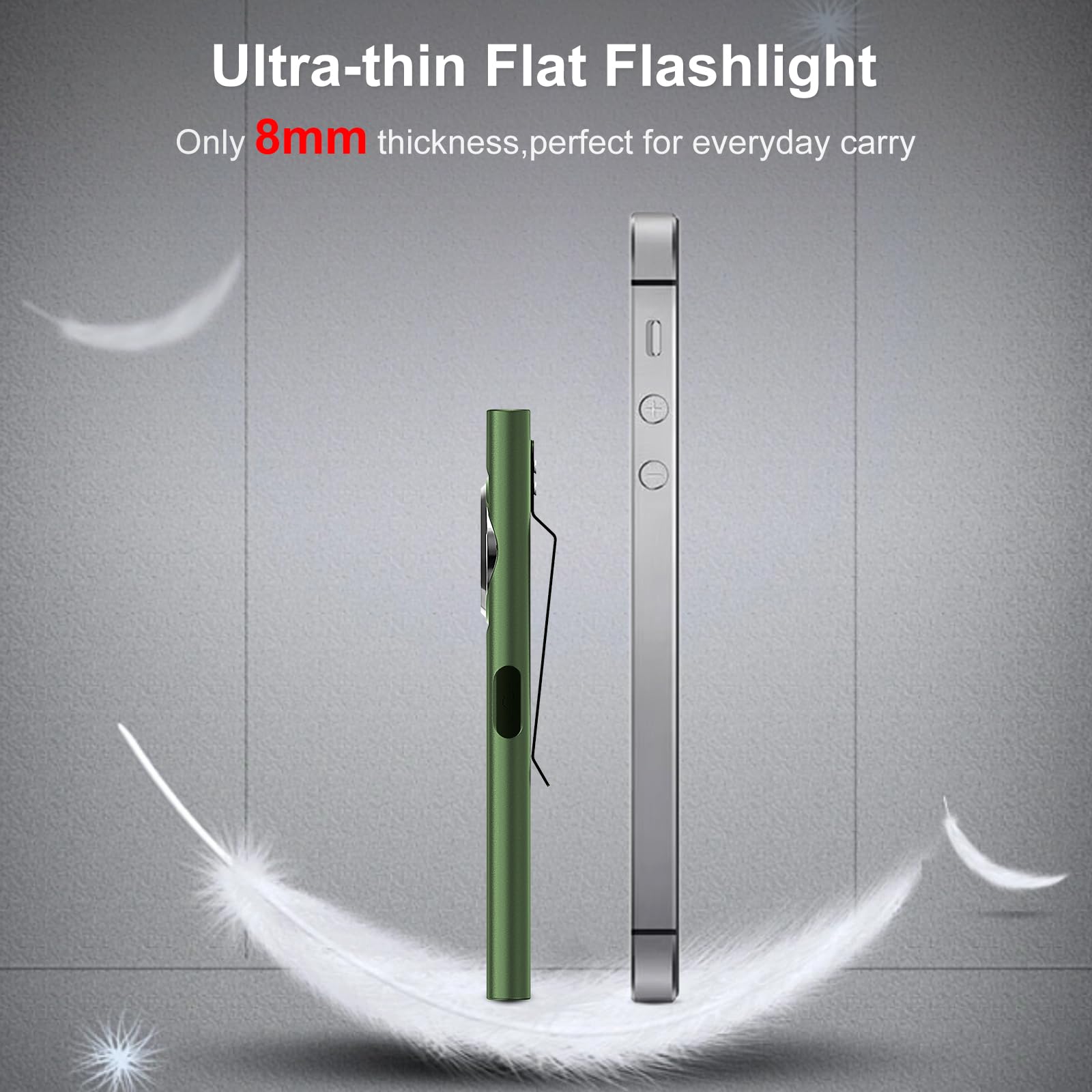Klarus E5 Pocket Flashlight, Rechargeable Edc Flashlight, Super Slim 4.2X1X0.3Inch, 600 Lumens, Usb-C Port, Ipx4, Dual Light Sou