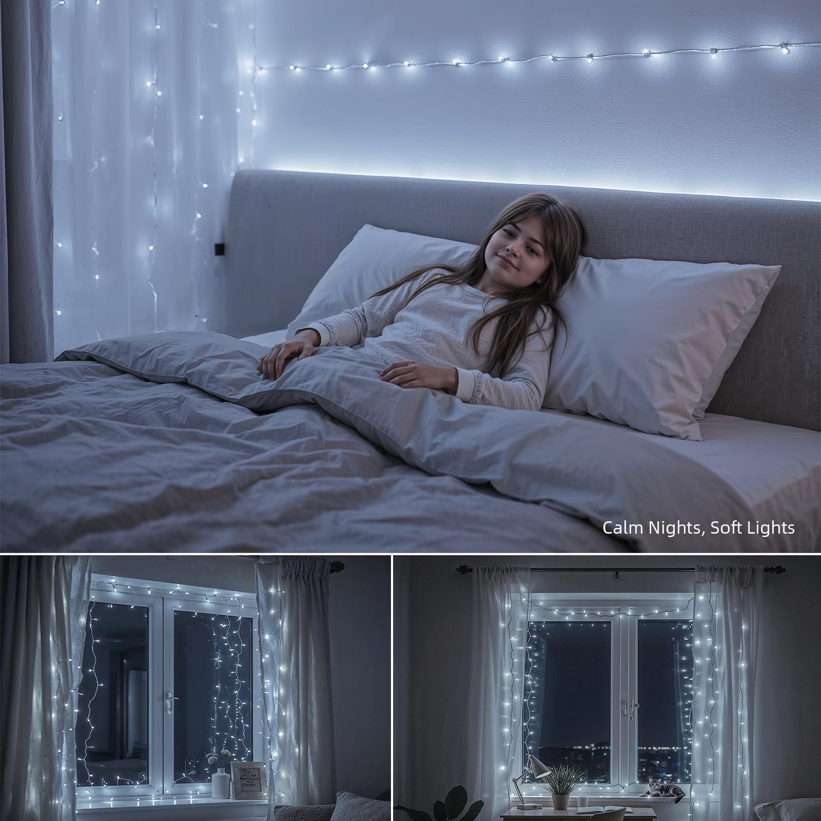 Etinga 200 Led String Lights 66Ft Cool White  Plug In Fairy Lights With 8 Modes  Indoor Outdoor Christmas Lights For Bedroom Tree Patio Porch Wedding Holiday Decorations (Cool White  200 Led 66Ft)