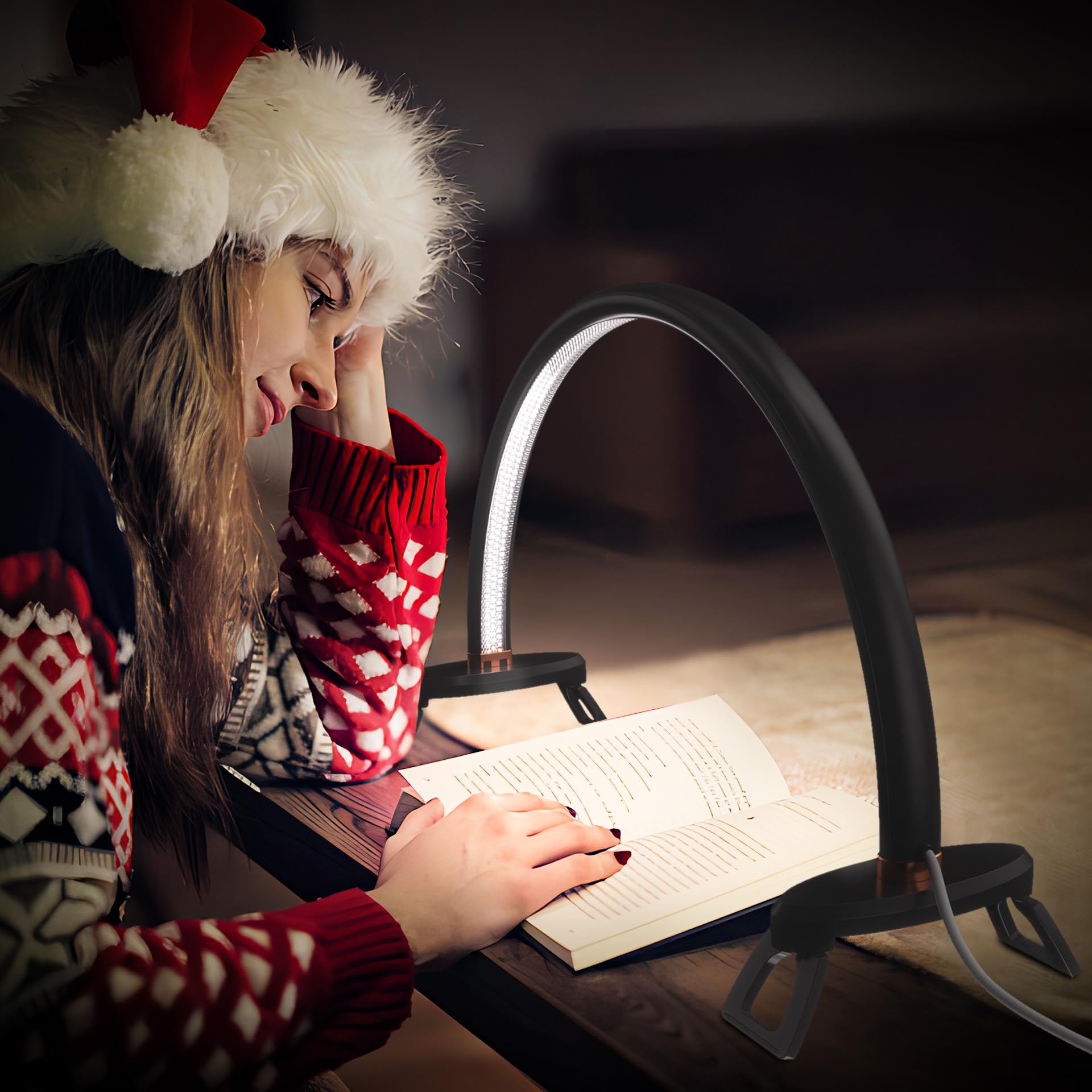 Welltell Half Moon Light For Nail Desk, 180 Degree Glow Moon Light Nail Tech, Arch Nail Desk Lamp Color Temperature 3000K-6200K