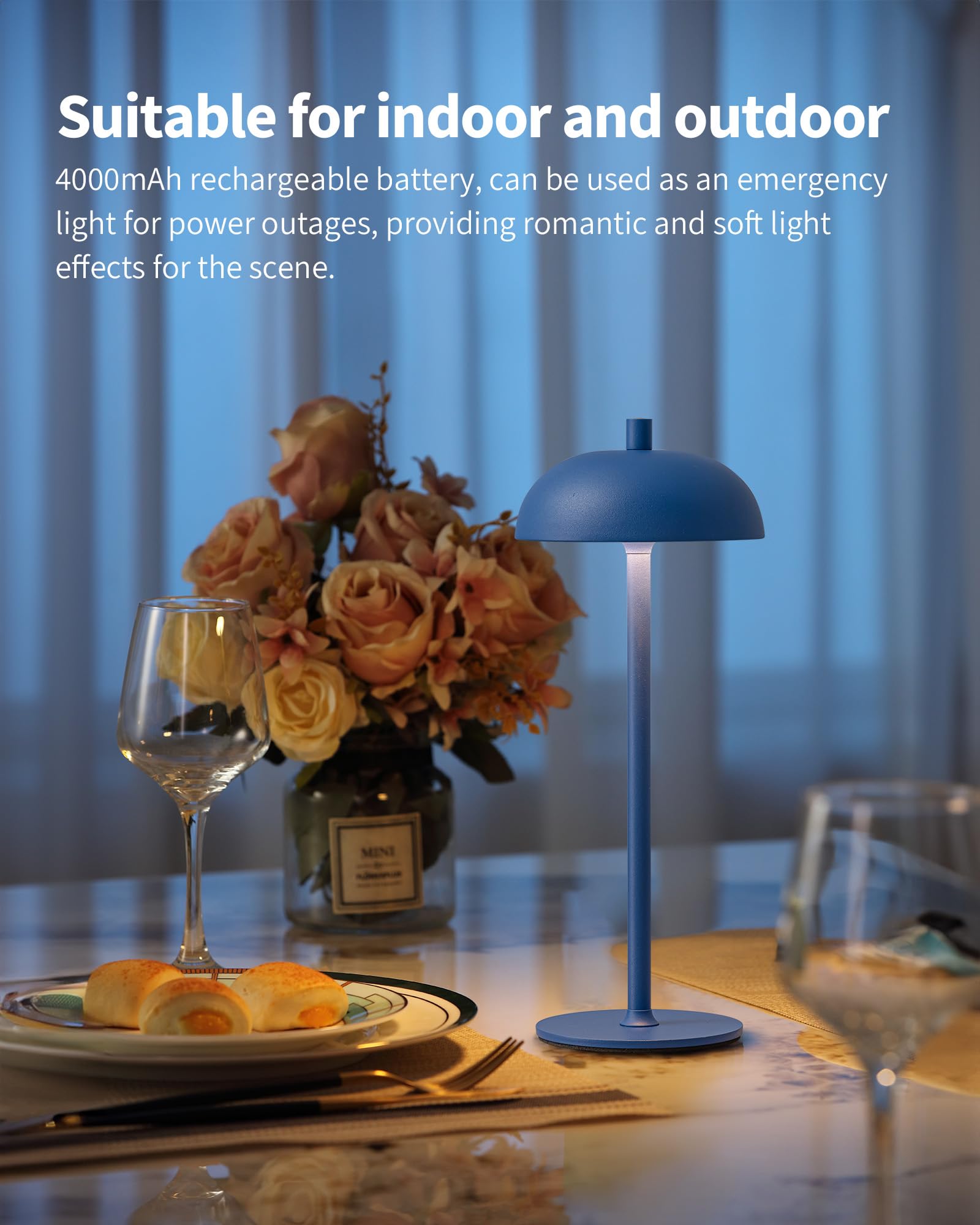 Newsee Led 12'' Small Cordless Table Lamp Set Of 2, 4000Mah Portable Touch Desk Lamp, 3 Color Dimming Rechargable Battery Powere