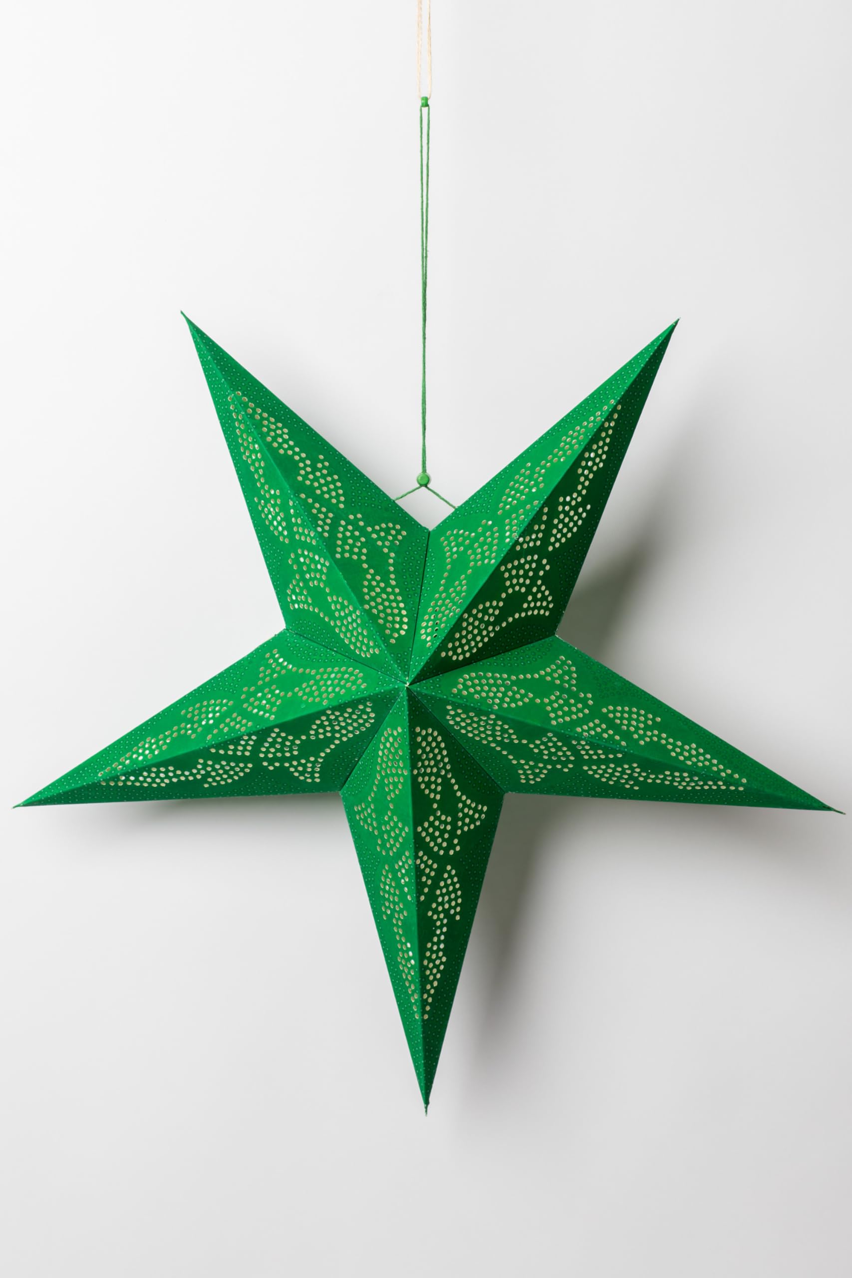 Mexicali Blues 24 inch 5 Point Paper Star Lanterns - Illuminate Your Space with Celestial Charm (Dotted - Green)