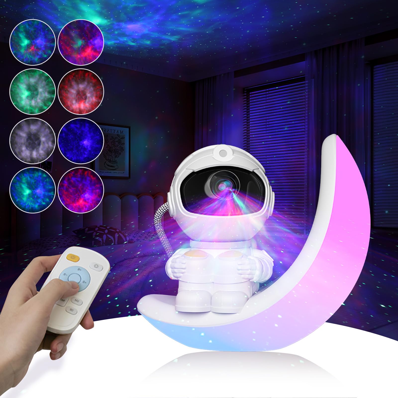 Moon Lamp Star Projector Galaxy Night Light,Astronaut Starry Nebula Ceiling Led Lamp With Timer And Remote, Gift For Kids Adults