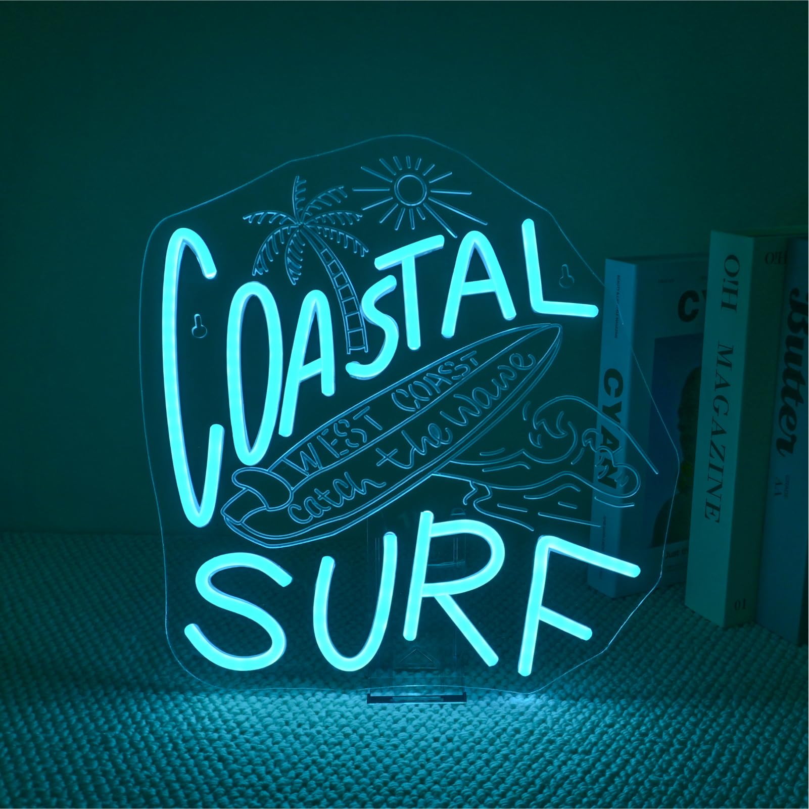 Ineonlife Coastal Surfing Neon Sign Surfboard Neon Sign For Wall Decor Funny Led Light For Game Room Bedroom Bar Club Decor Teen Boy Man Cave Holidays Birthday Surfer Gift