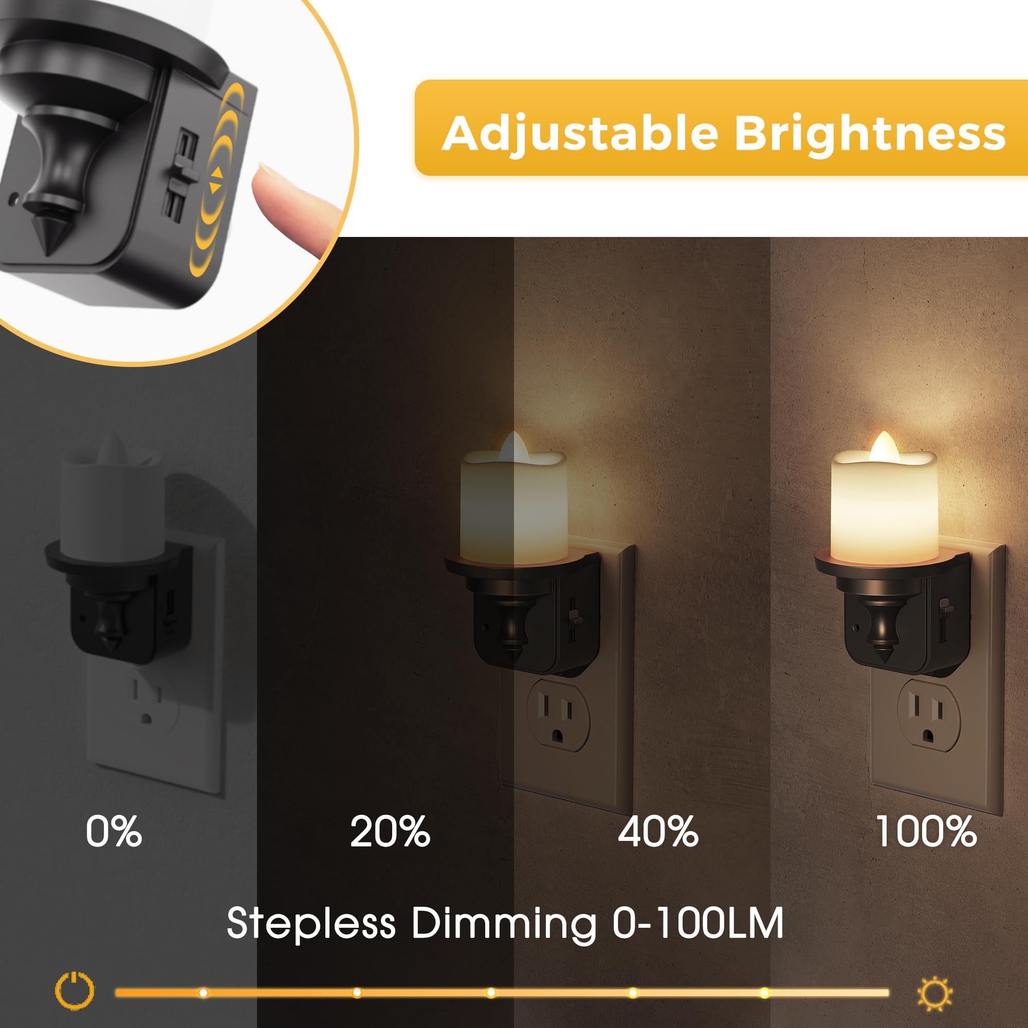 L LOHAS LED Flameless Candle Night Light, 3000K Soft White, Dusk to Dawn Sensor, 2 Pack - Vintage Decorative for Hallway Bathroom