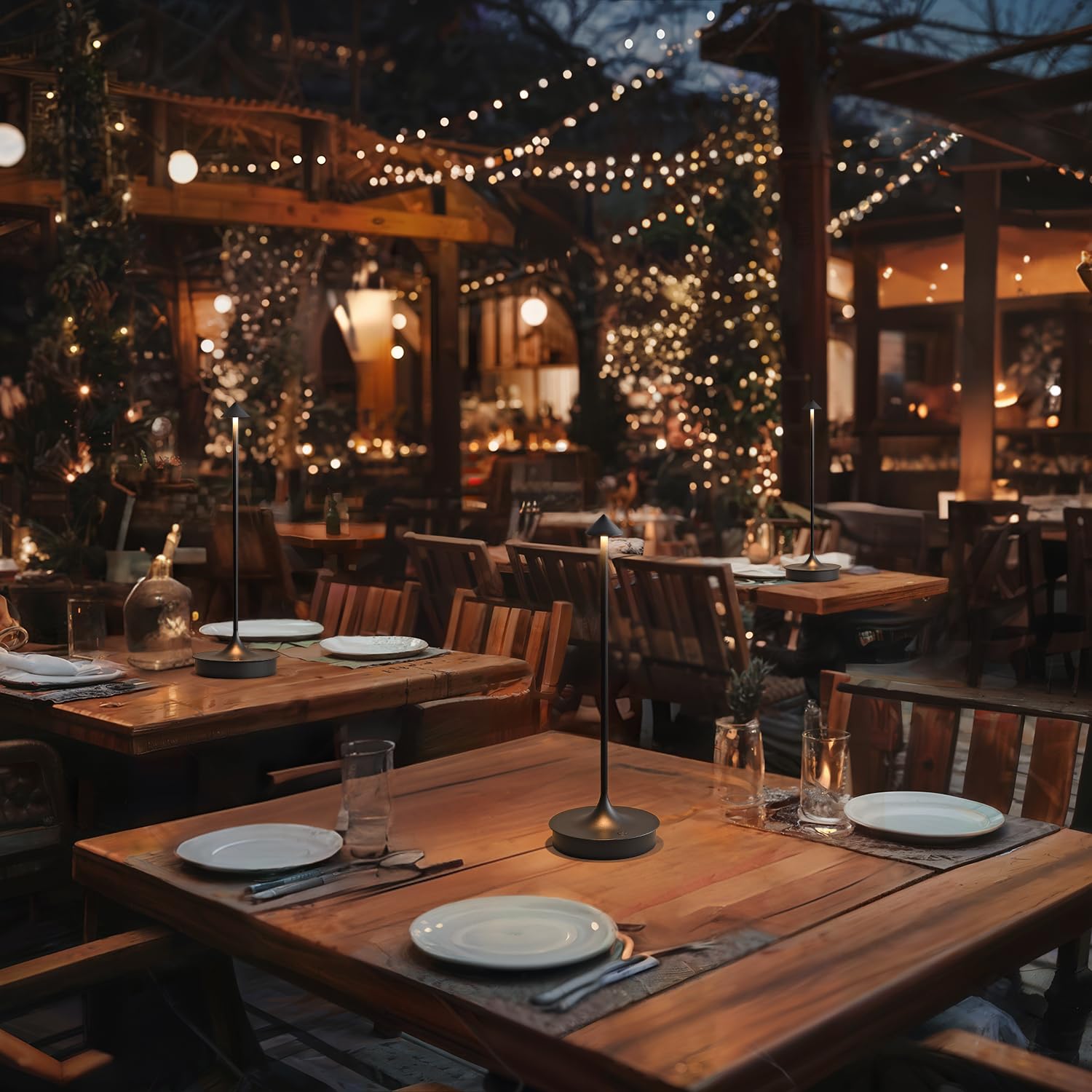 Cordless Table Lamp Rechargeable Led Battery Operated 4000Mah Table Lamp Touch Dimmable Lamp Outdoor Waterproof Portable Wireless Table Light For Dining Restaurant Bar Indoor/Outdoor Use(Black-2Pc)