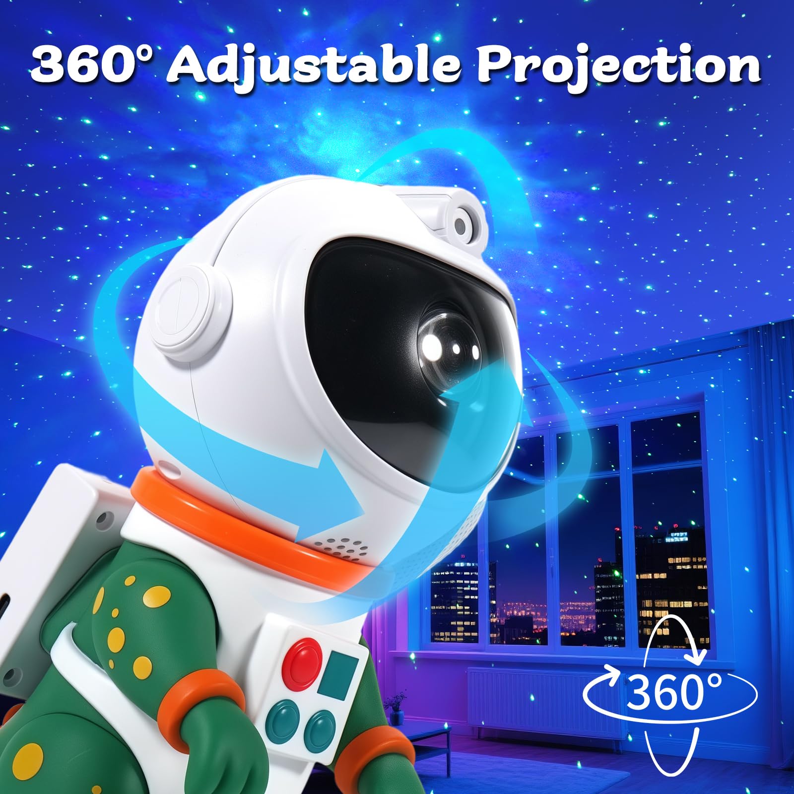 LOVME Galaxy Star Projection Night Light, Dinosaur Astronaut Space Projector with 8 Modes Starry Nebula Effects, Timer & Remote