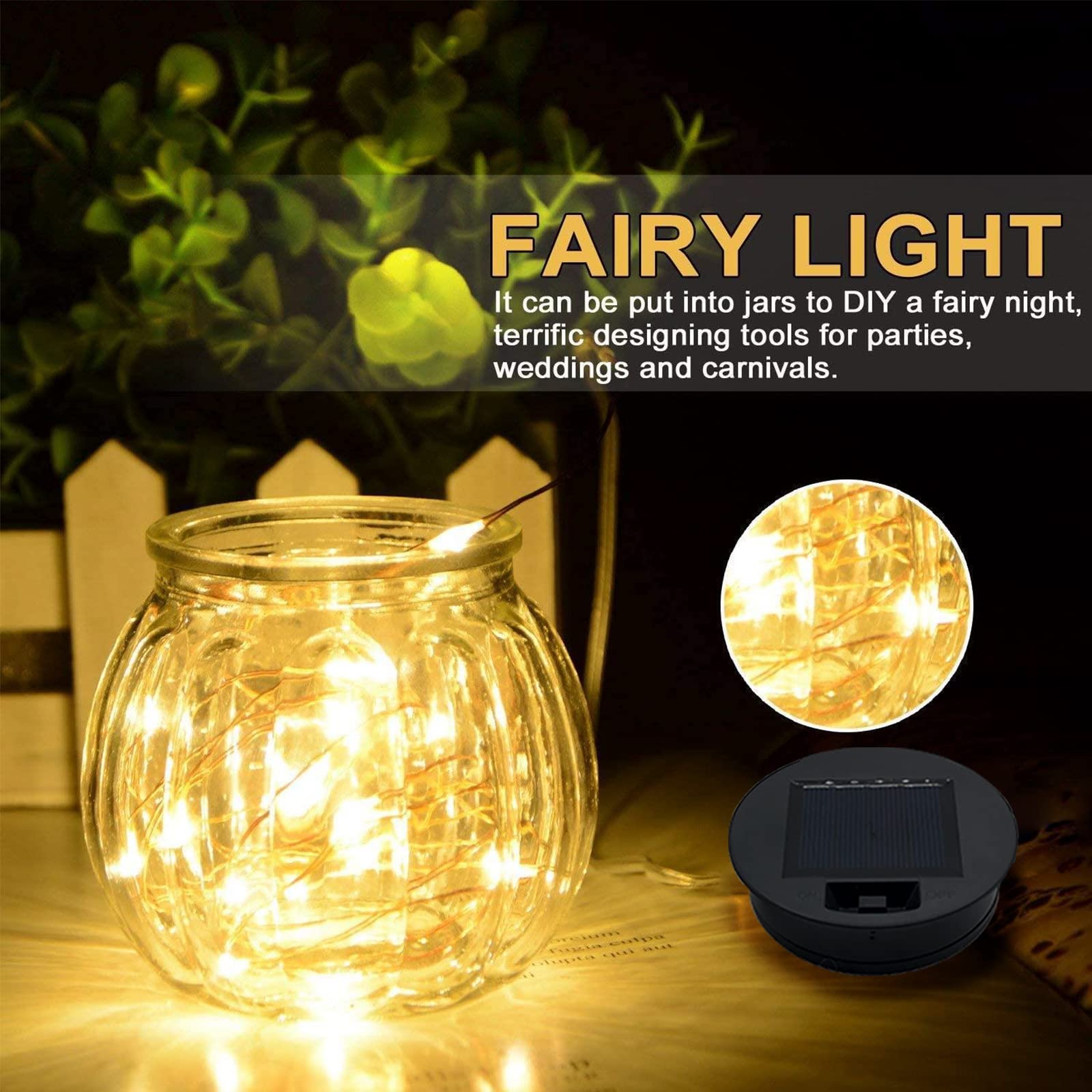 HDOOMN Solar Replacement Lantern String Lights - 2 Packs, Waterproof, Copper Wire, Warm/Cold Color, Model 001