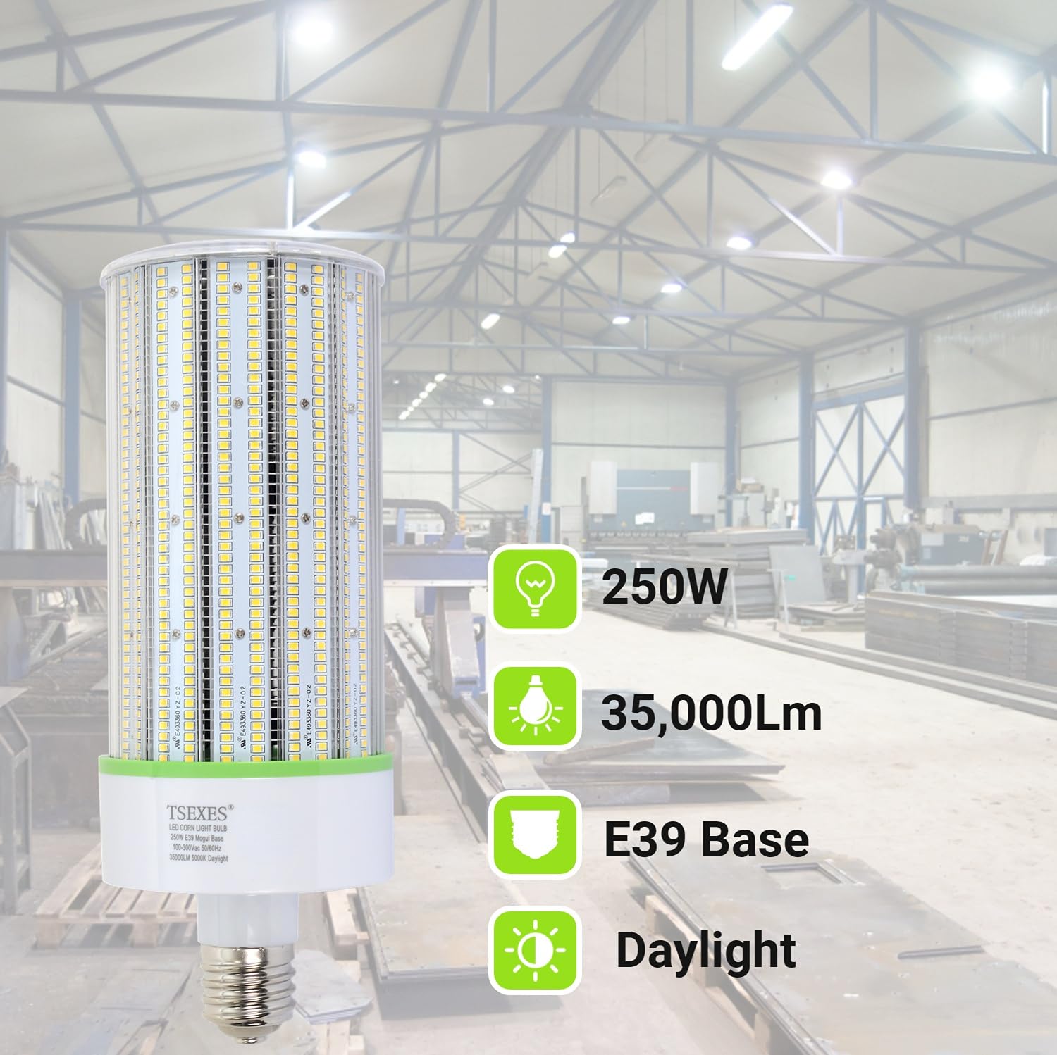 Tsexes 250W Led Corn Bulb E39 Led Light Bulbs(1000W Equivalent) Replacement Metal Halide/Hid/Hps,5000K Daylight 35,000 Lumens