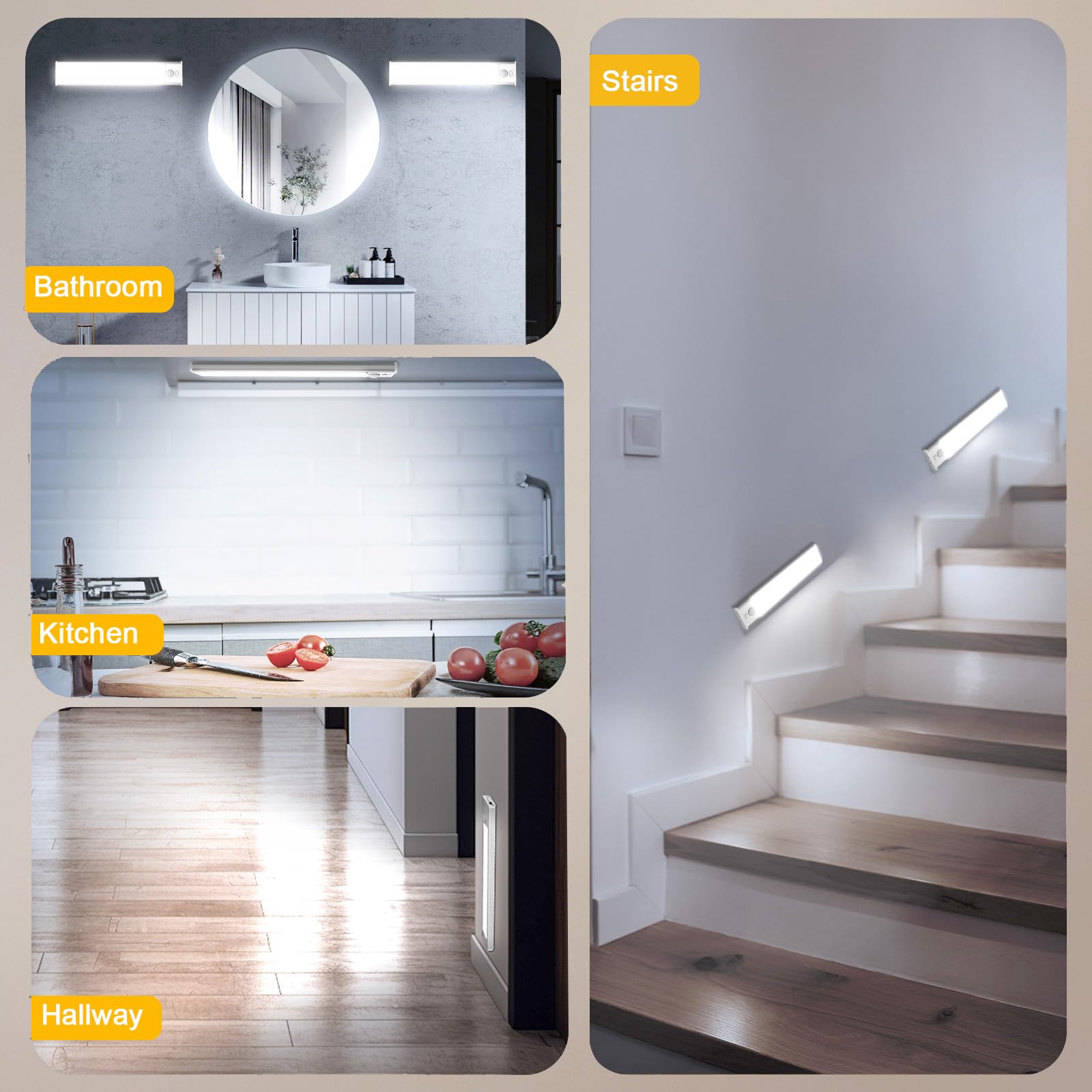 Onforu 9.8 Under Cabinet Lighting  2000Mah Usb-C Rechargeable  Motion Sensor Under Cabinet Lights With 3 Color & Dimmable  Magnetic Under Counter Lights For Kitchen  Closet  2 Pack