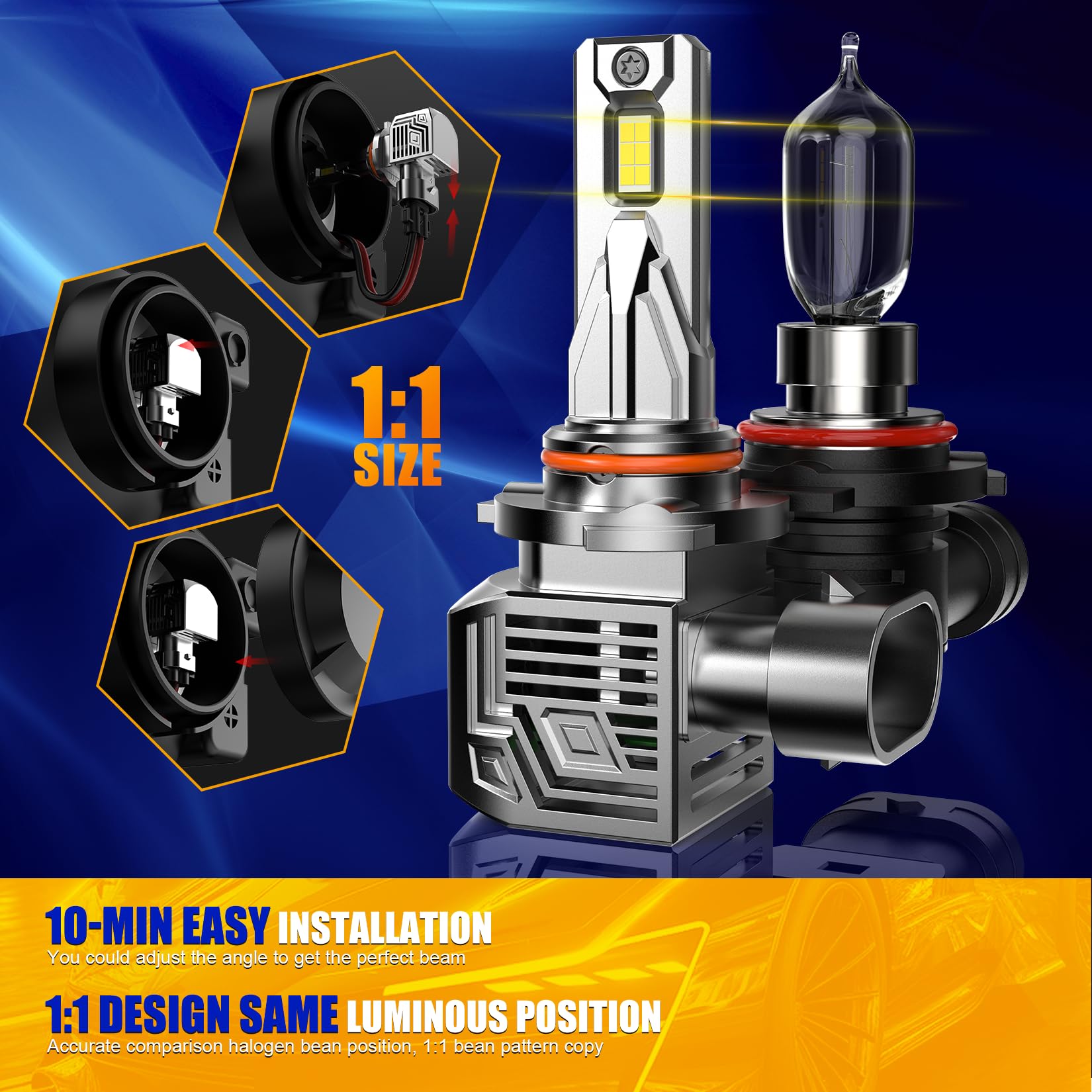 FREERAP 9005 Fog Light Bulb, 32000LM Brightness, 6500K White, Plug and Play, Model FRP-S2, Pack of 2