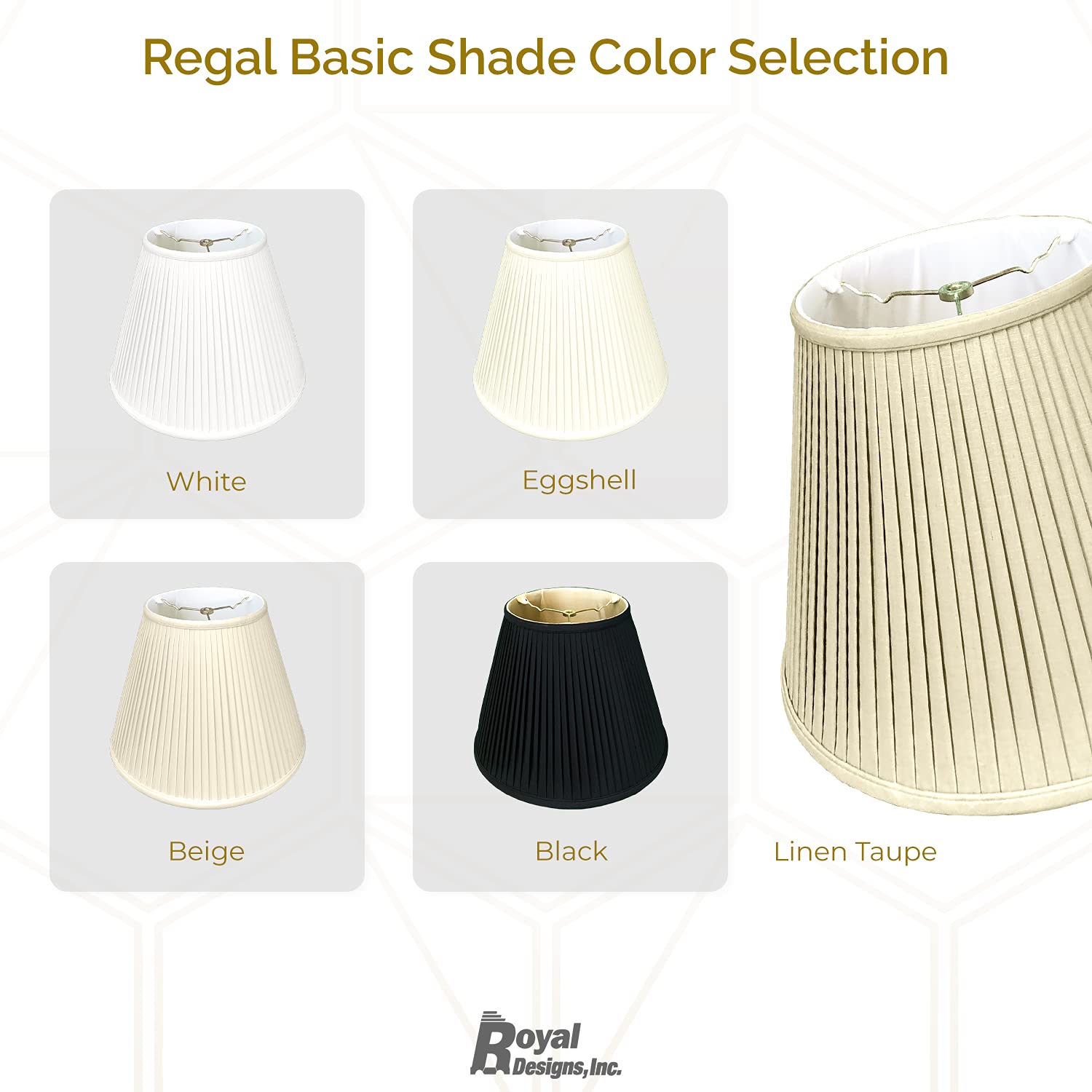 Royal Designs, Inc Deep Empire Side Pleated Basic Lamp Shade, Black With Gold, 10 X 16 X 12.5 (Bs-729-16Blkgl)