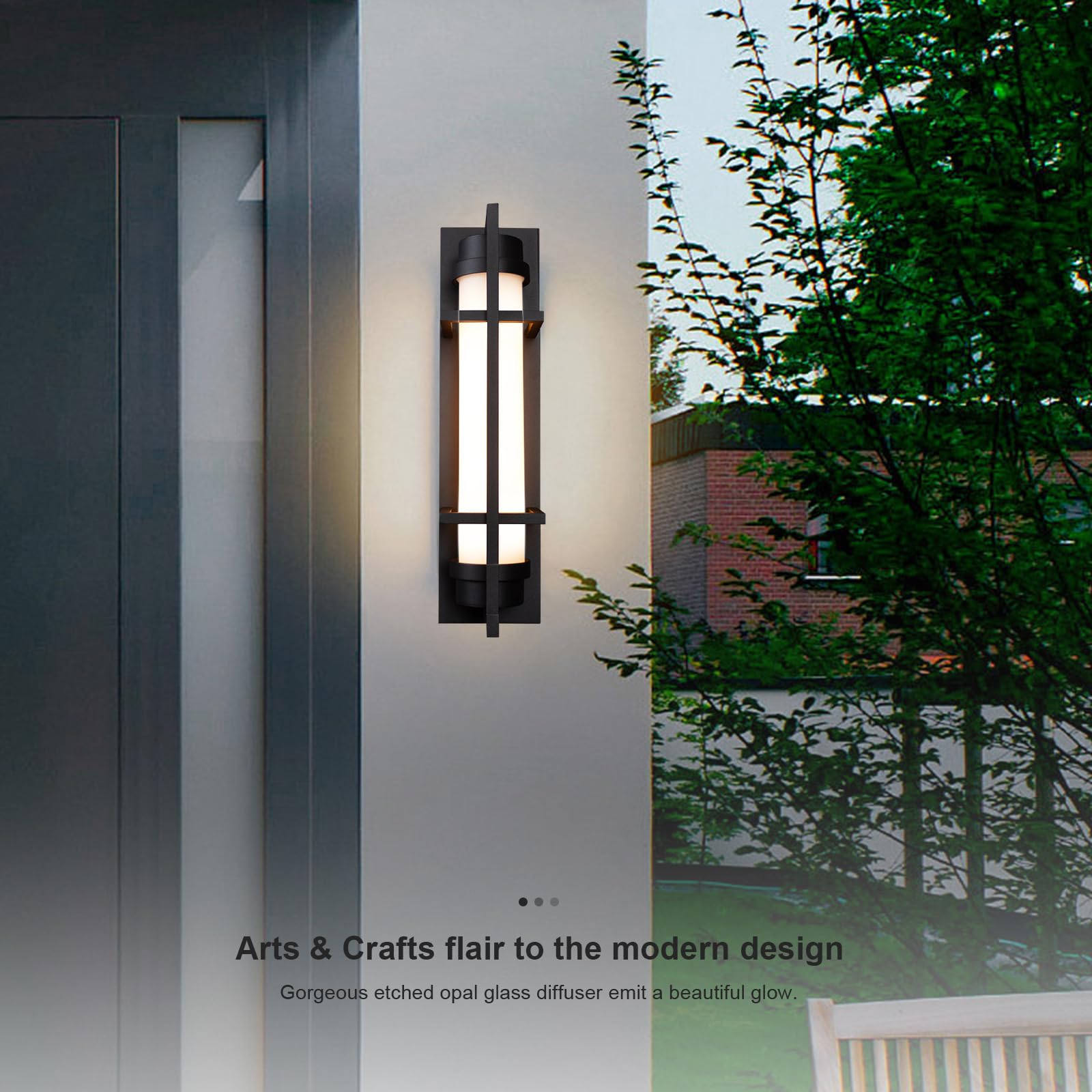 Alvime Outdoor Wall Sconce - Waterproof Black Lantern For Entryway, Patio, Garage, E26 Base
