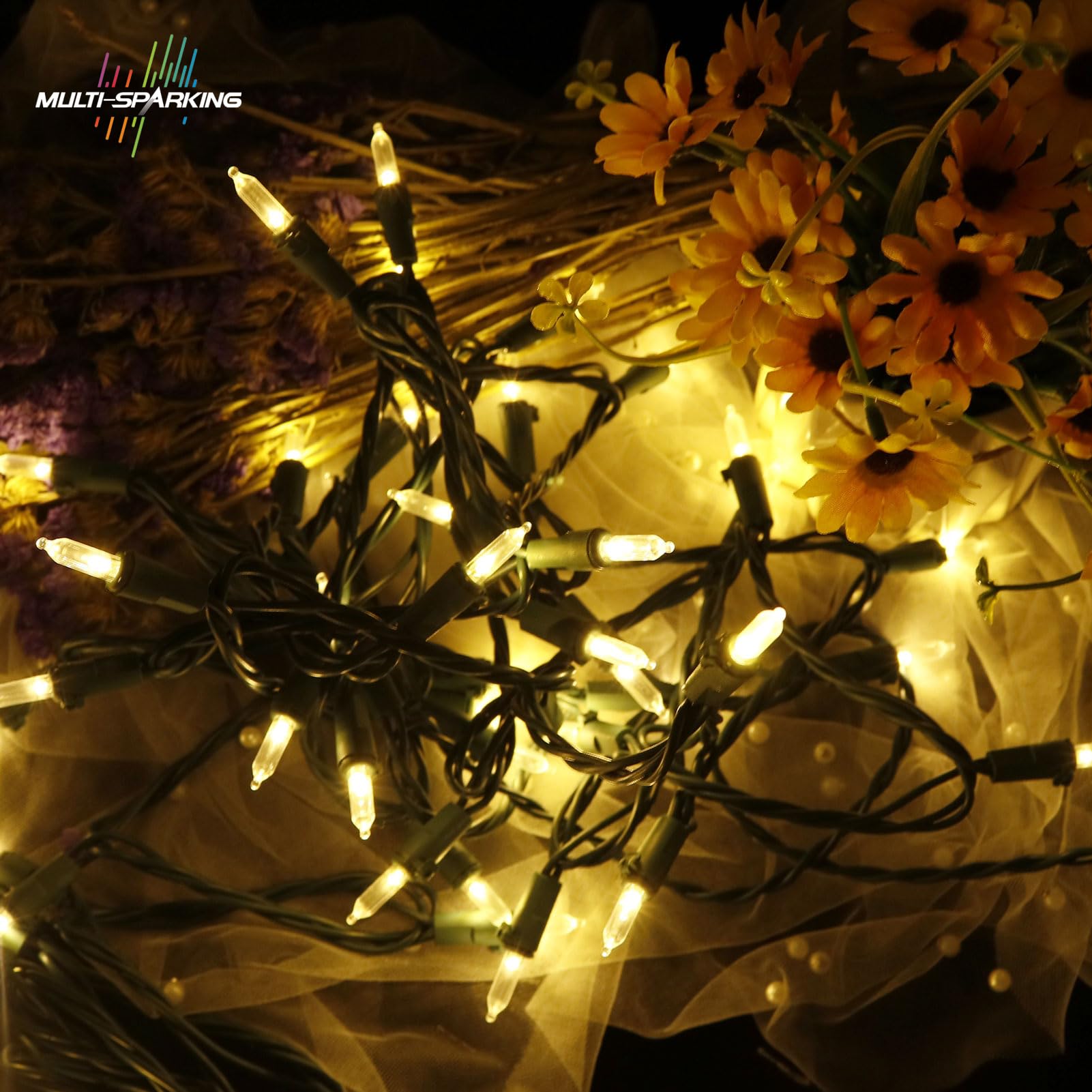 Multi-Sparking Warm White Christmas Lights (11 Feet, 35 Count) - Led Christmas Tree Lights Green Wire, Mini String Lights For Indoor And Outdoor Christmas Decorations