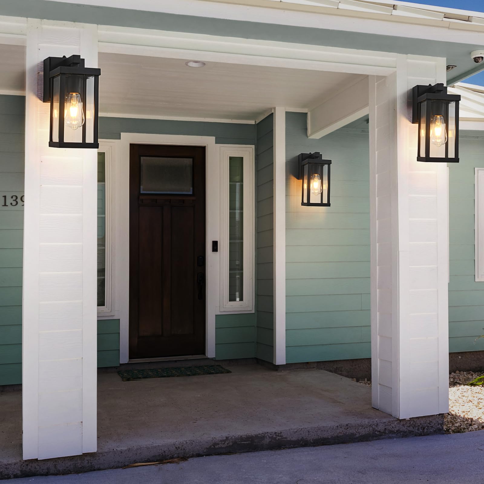 Jokaonotl Dusk To Dawn Porch Lights With Gfci Outlets Waterproof Outdoor Wall Lights Exterior Lighting Fixtures Modern Outside Lights Wall Mount For House Patio Garage Black 11.8  H  2 Pc