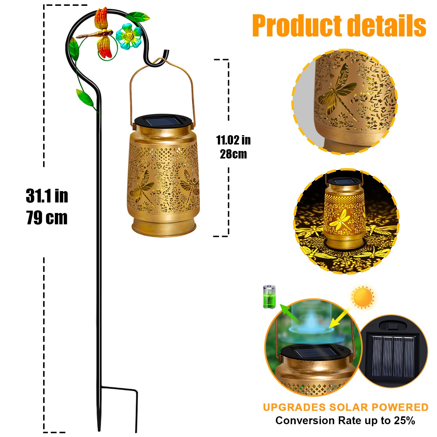 Tedof Solar Lanterns Outdoor Waterproof,Dragonfly Solar Lights Garden Decor Gifts For Mom Women Grandma Decoration Outside For Y