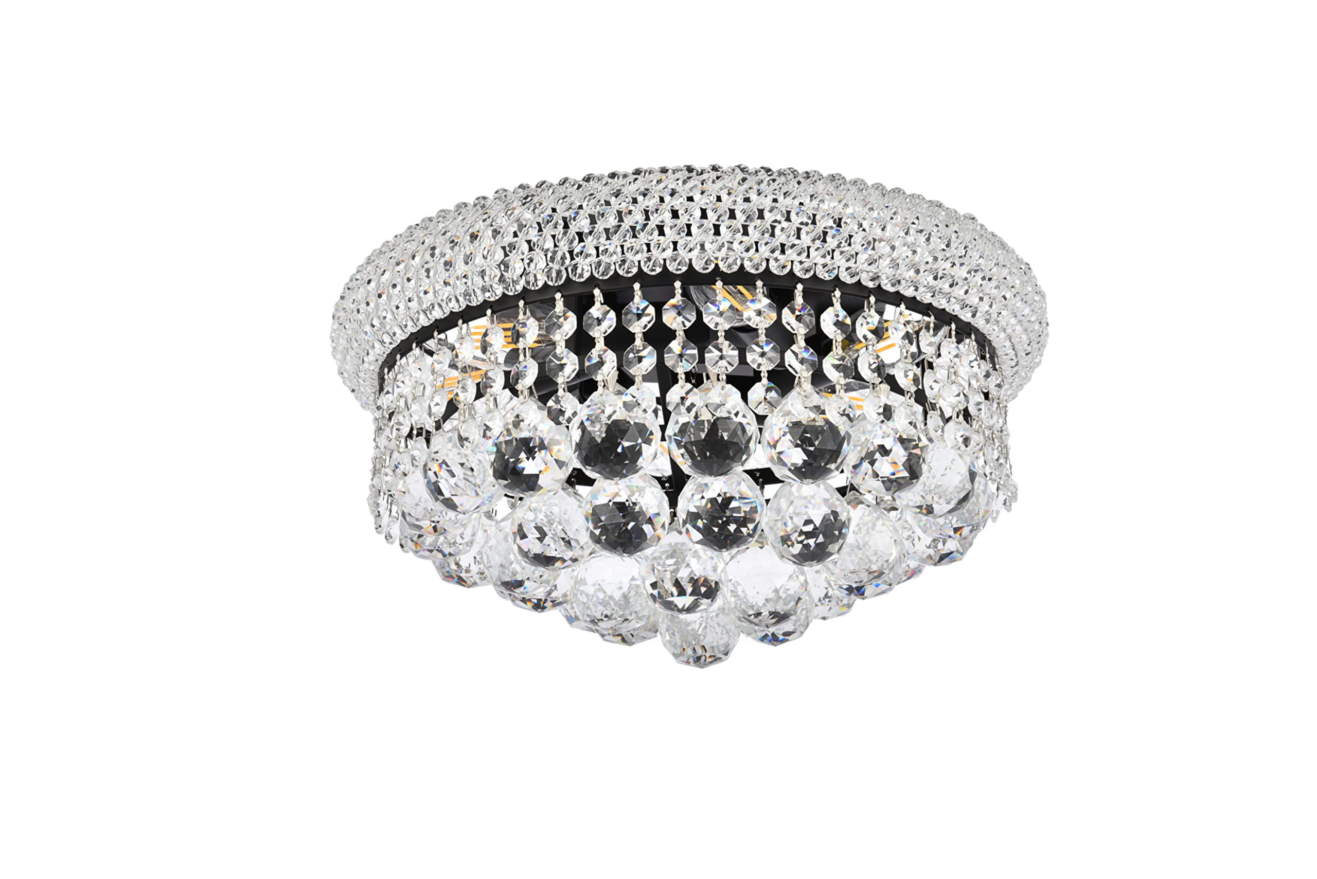 Elegant Lighting Primo Six-Light Flush Mount - Chrome Finish, Royal Cut Crystal, Silver