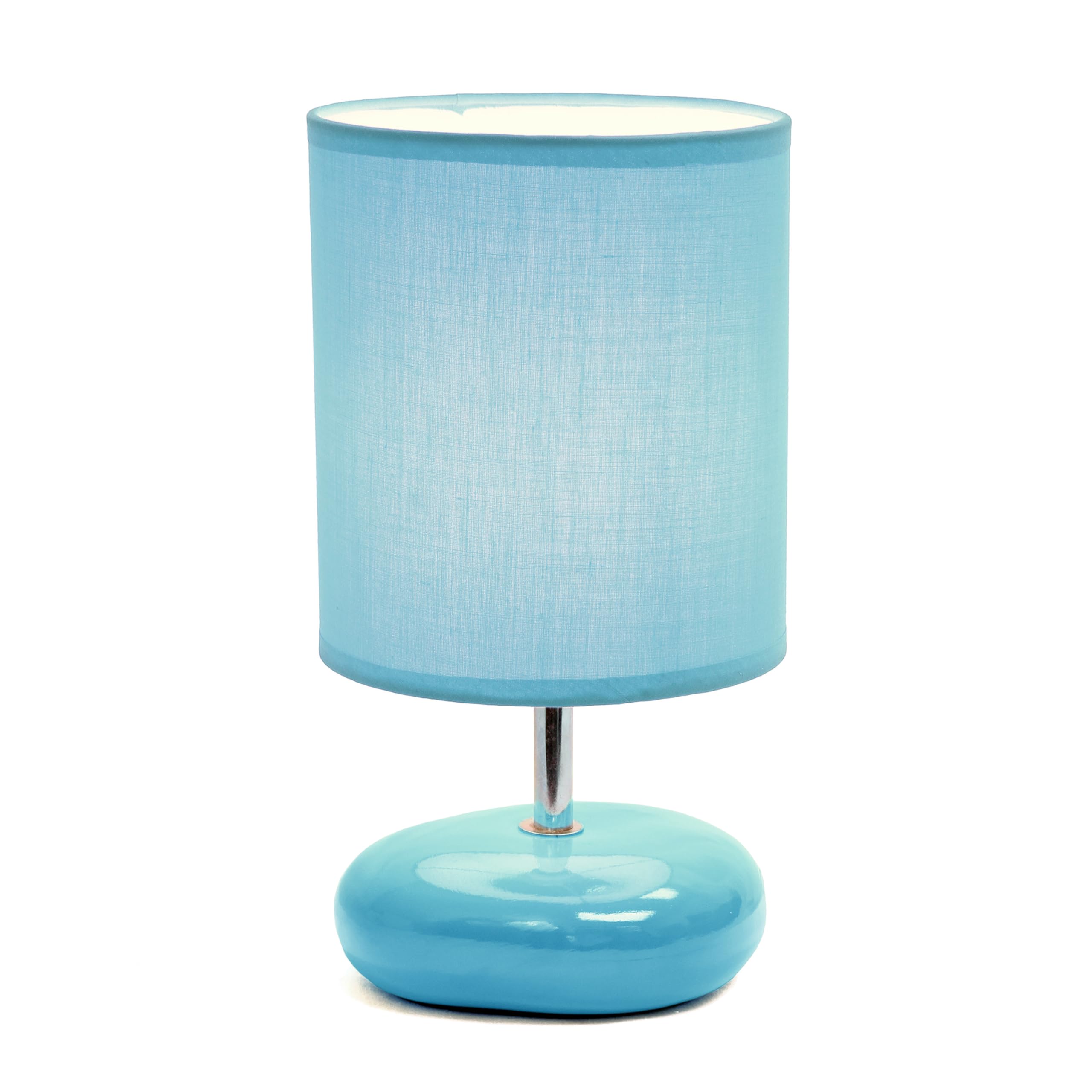 Simple Designs Lt1153-Blu Petite Circle Stone Table Lamp For Bedroom, Kids Room, Office, Living Room, Nursery, Reading Nook, Blu
